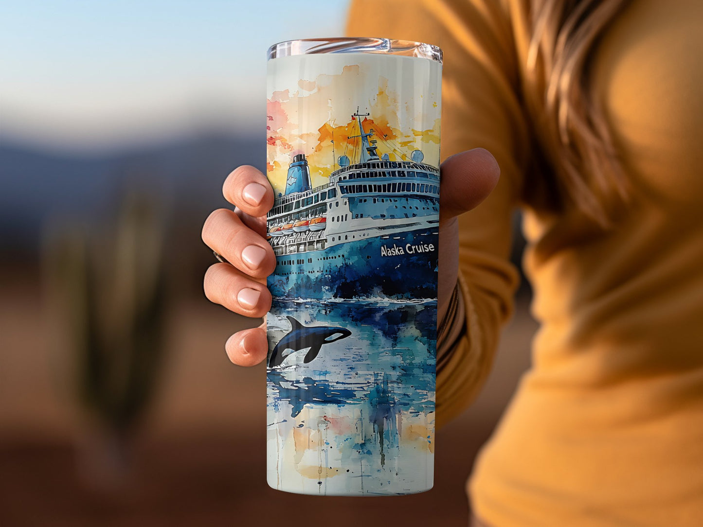 Alaska Cruise Whale Landscape Artwork Tumbler product
