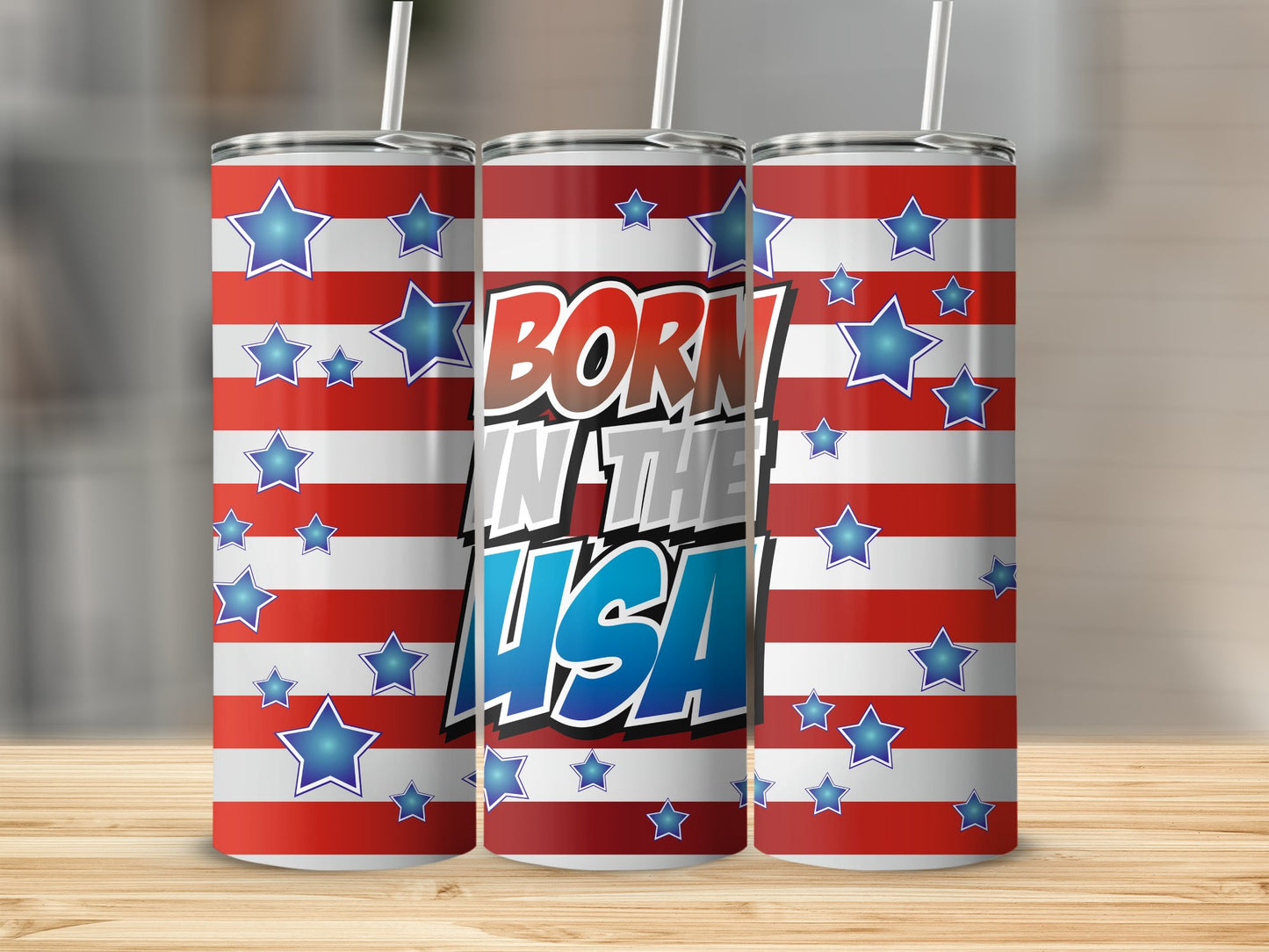 Born In The USA Red White Blue Stars tumbler product