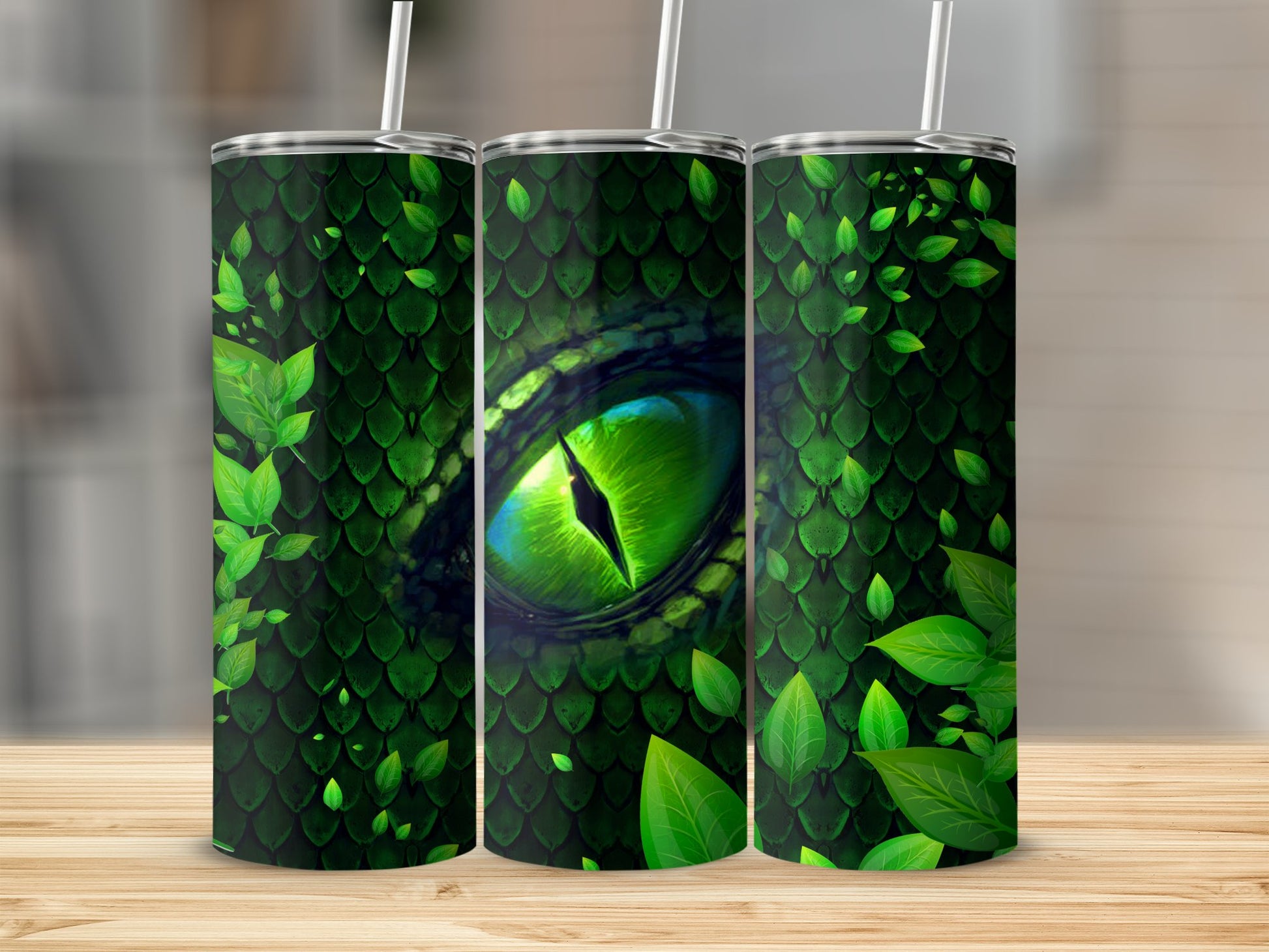 Dragon Eye Print Green Scales Pattern Tumbler product