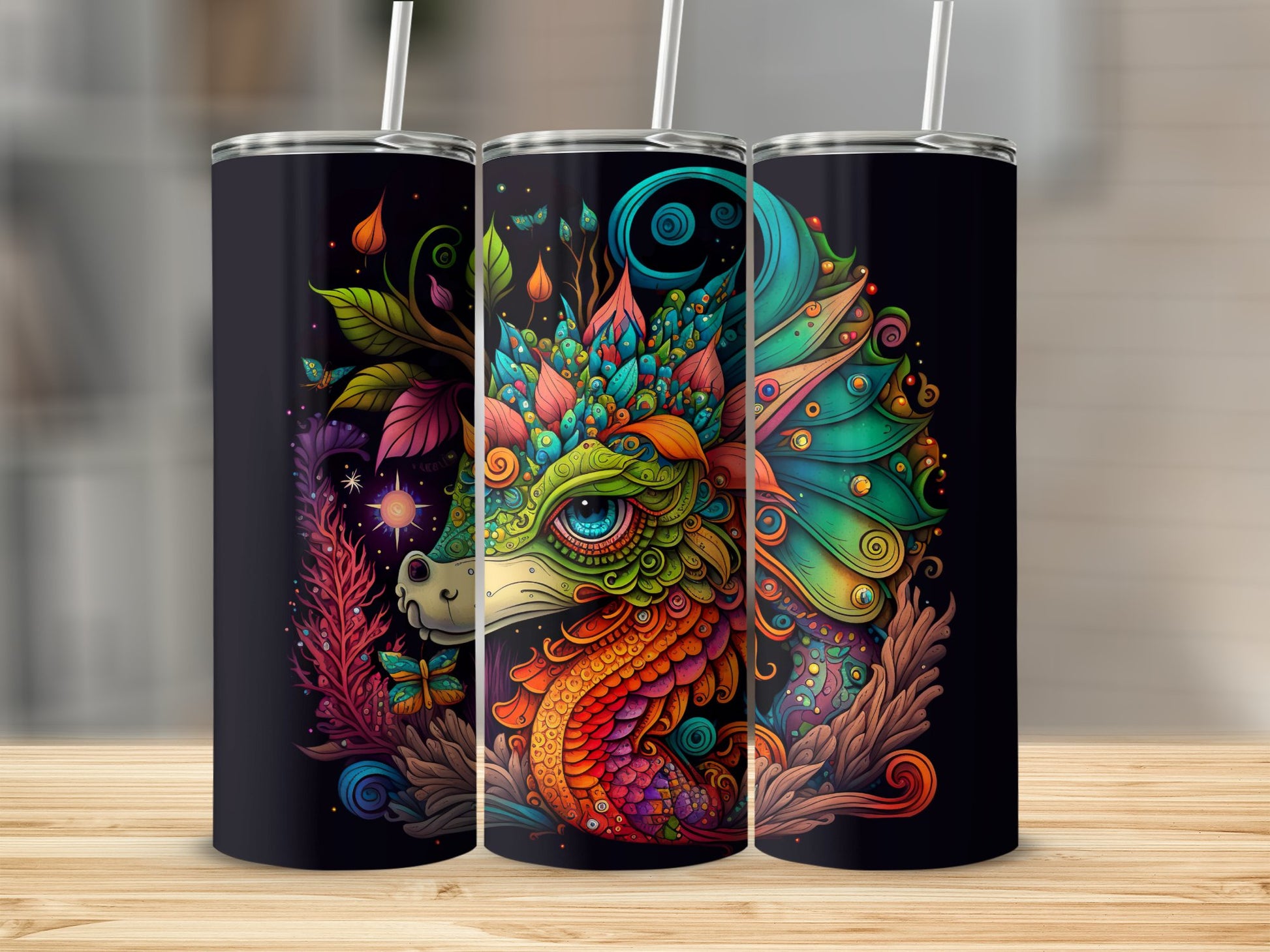 Colorful Feathered Dragon Art Insulated Tumbler product