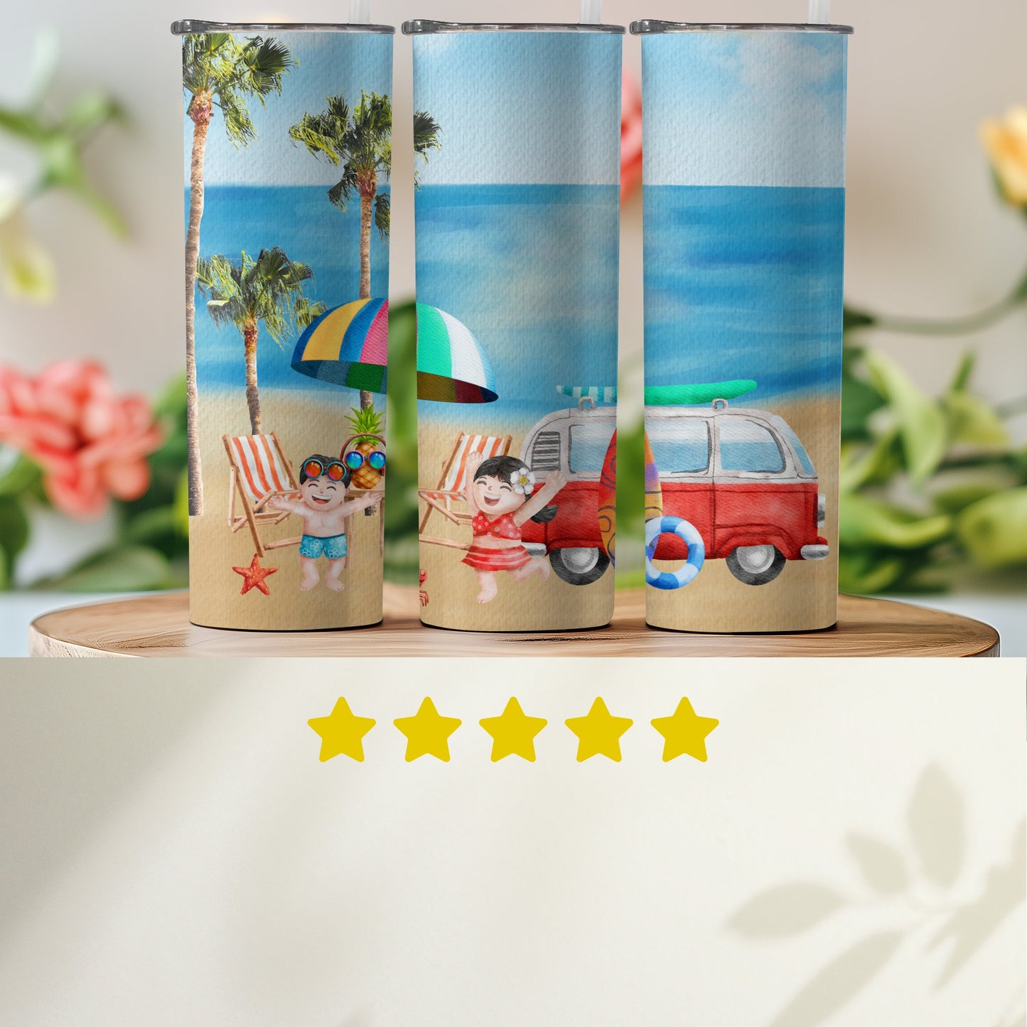 Beach Fun Tropical Scene Stainless Steel Tumbler product