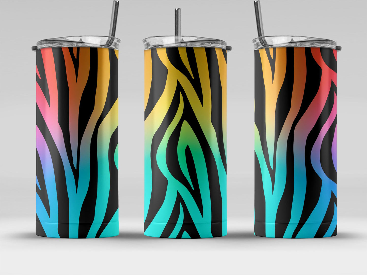 Vibrant Rainbow Zebra Striped Tumbler Stainless Steel product
