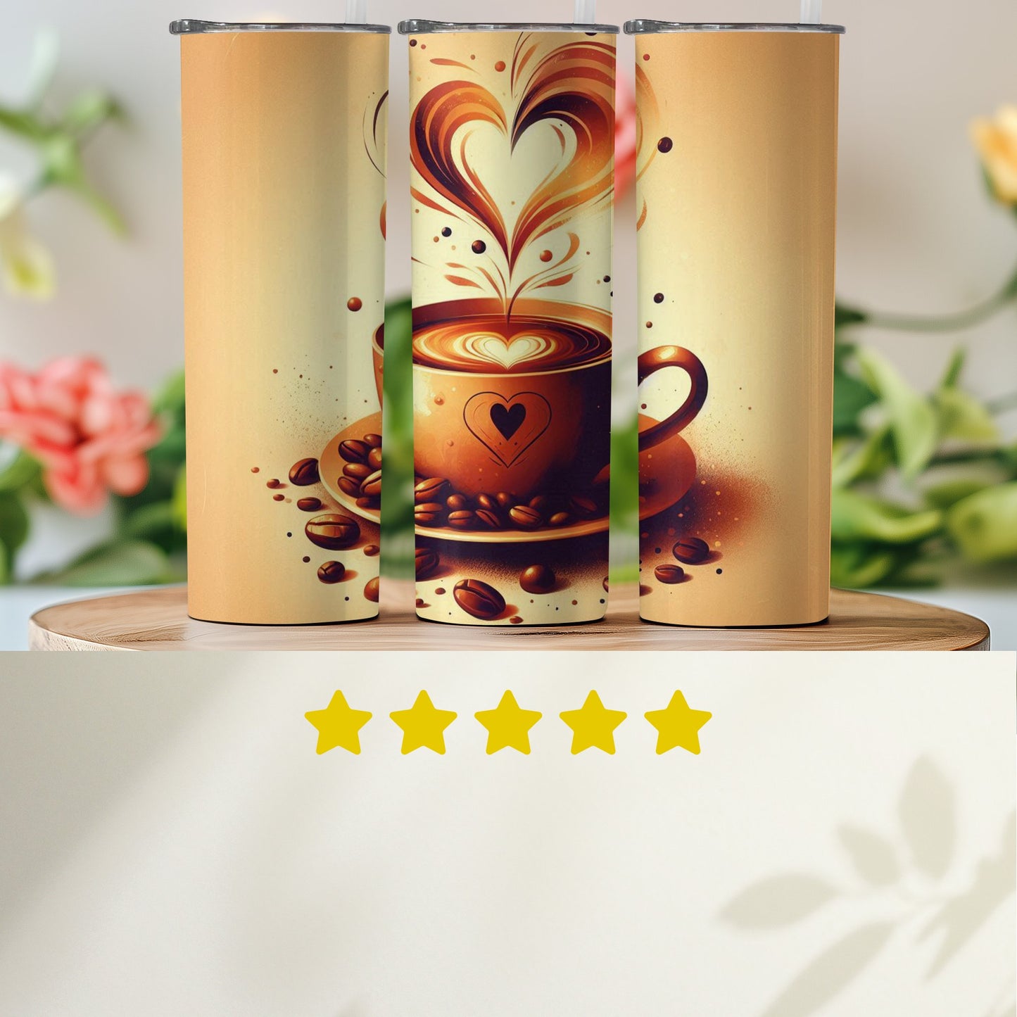 Heart Filled Coffee Design Tumbler Product
