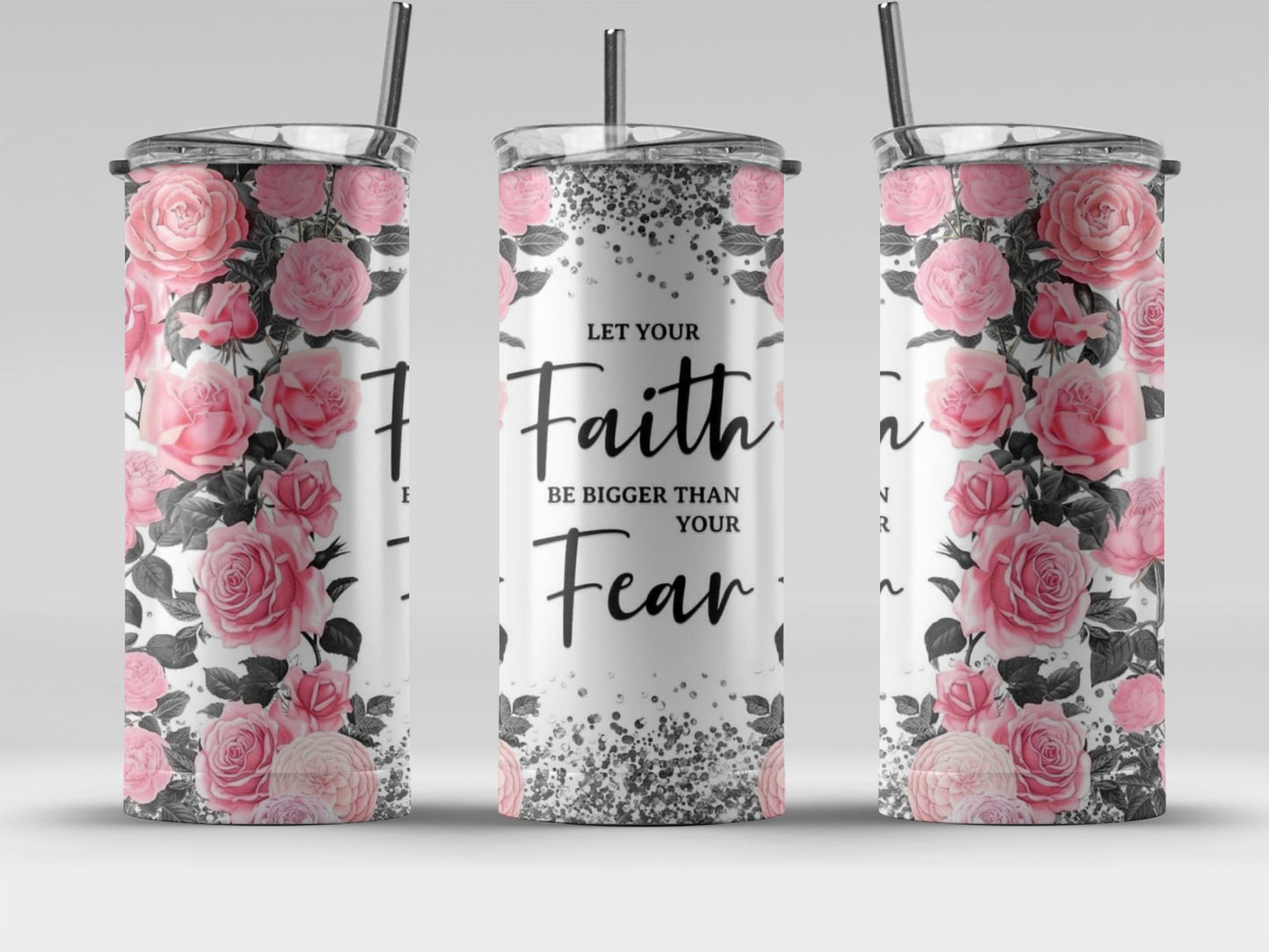 Inspirational Floral Faith Tumbler with Straw product
