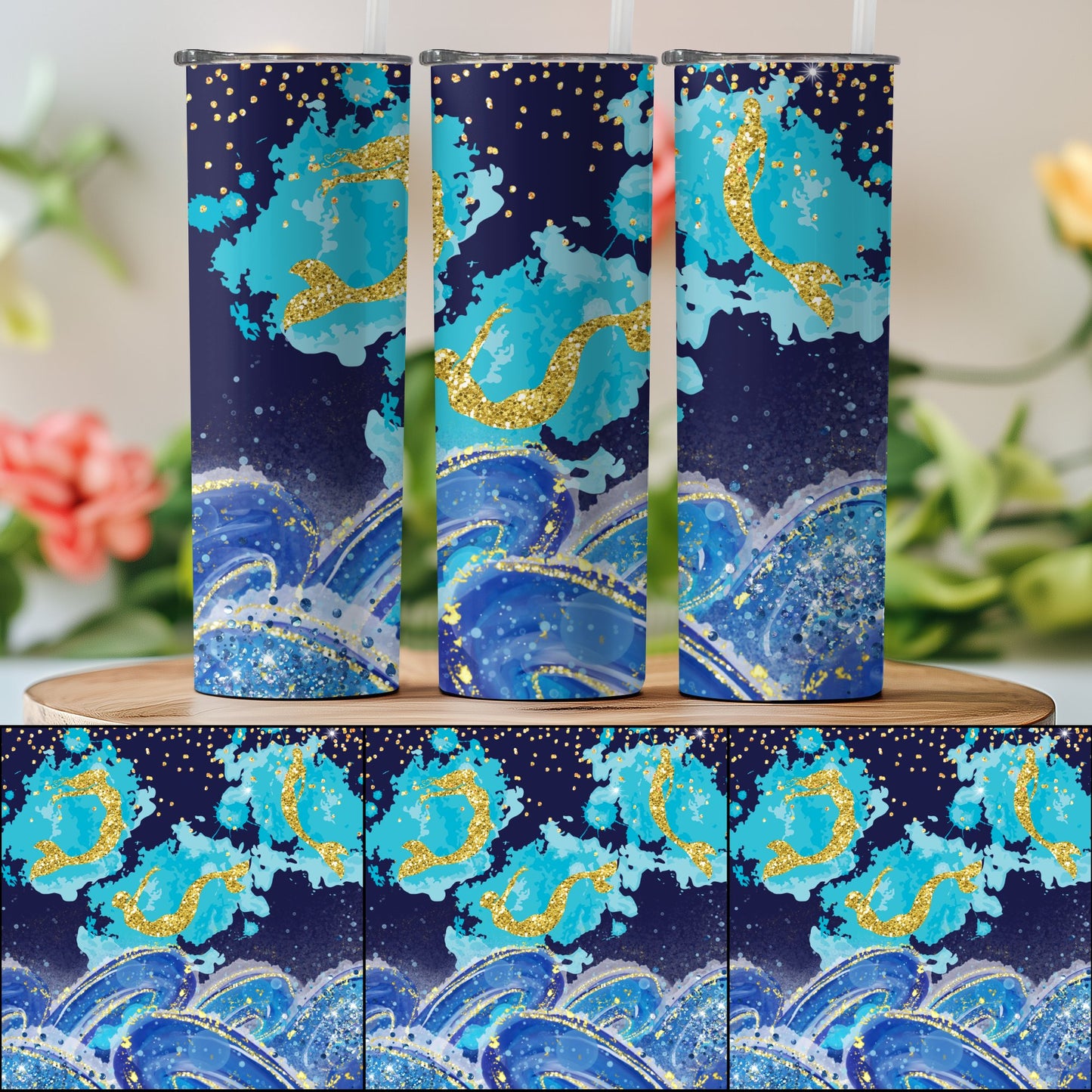 Blue and Gold Swirl Insulated Tumbler product