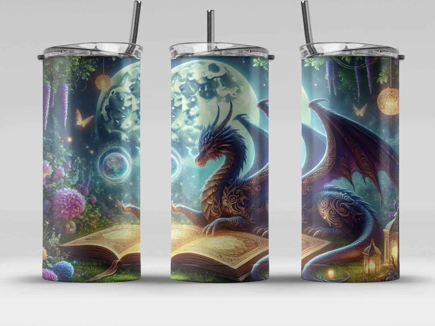 Enchanting Dragon and Moonlit Forest Tumbler product
