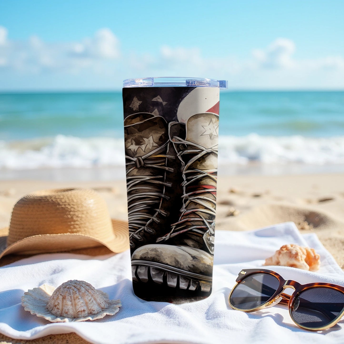 Beach Scene Tumbler with Boots Design product type