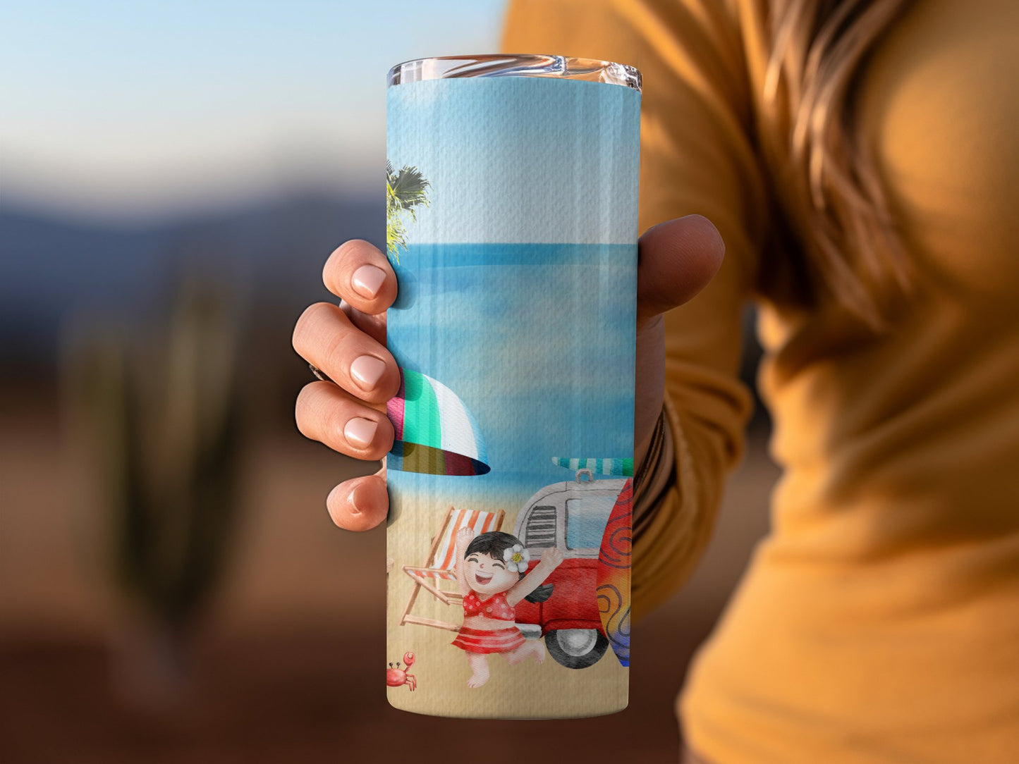Vibrant Beach Scene Tumbler Perfect Summer Product Type