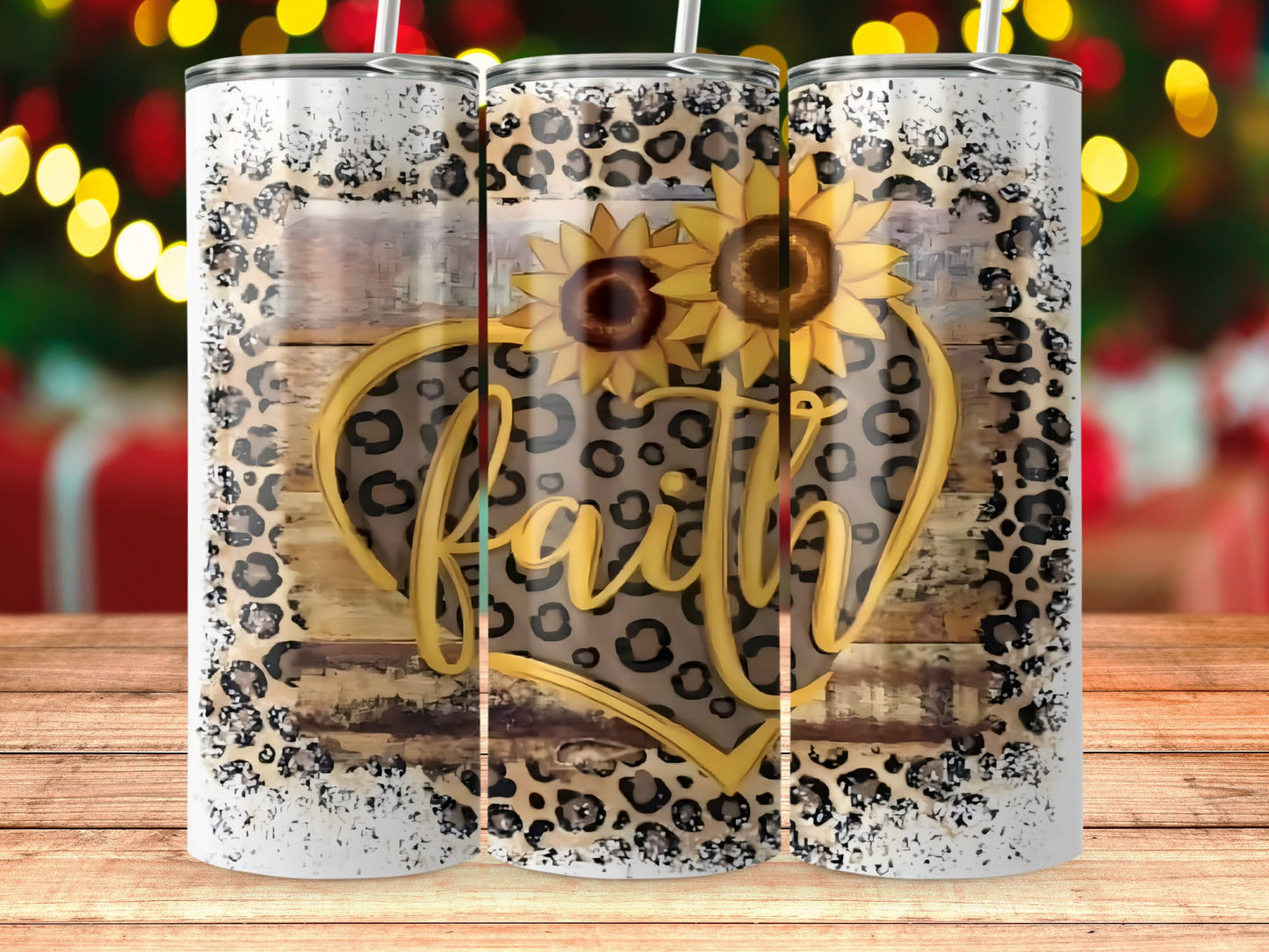 Faith Sunflower Leopard Print Tumbler product