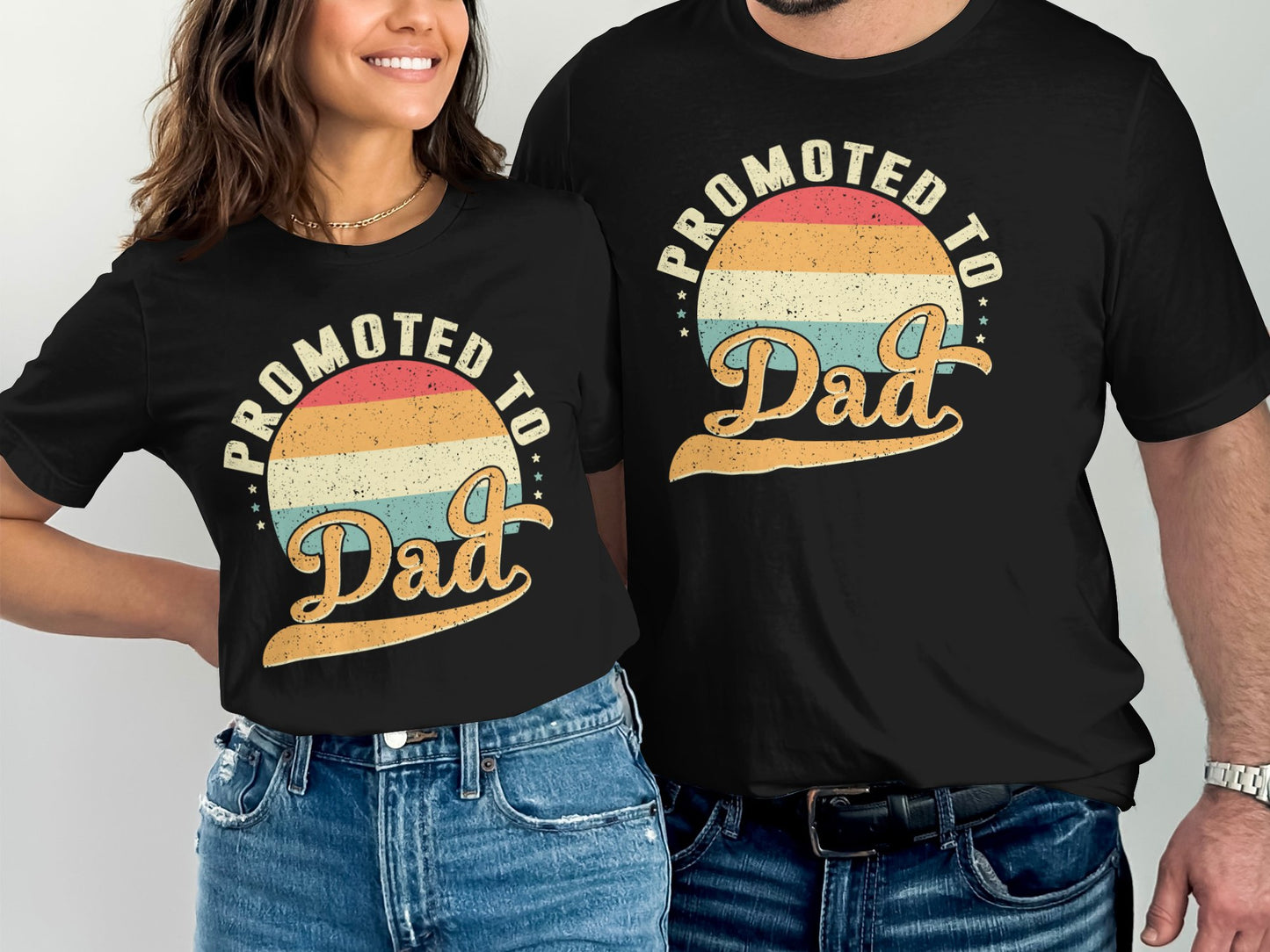 Promoted To Dad Black Graphic T-shirt product type