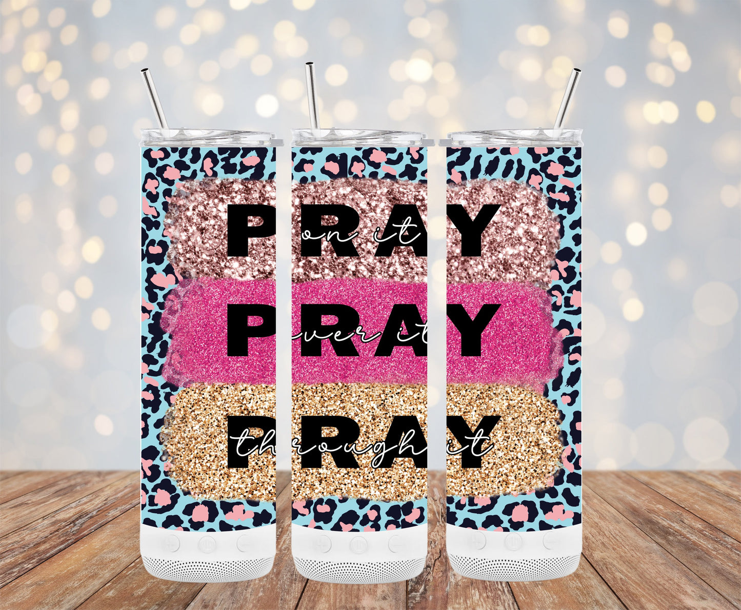 Inspirational Pray Pray Pray Leopard Print Tumbler product