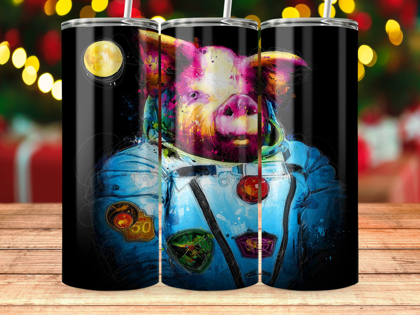 Pig Astronaut Colorful Tumbler Unique Drinkware Product