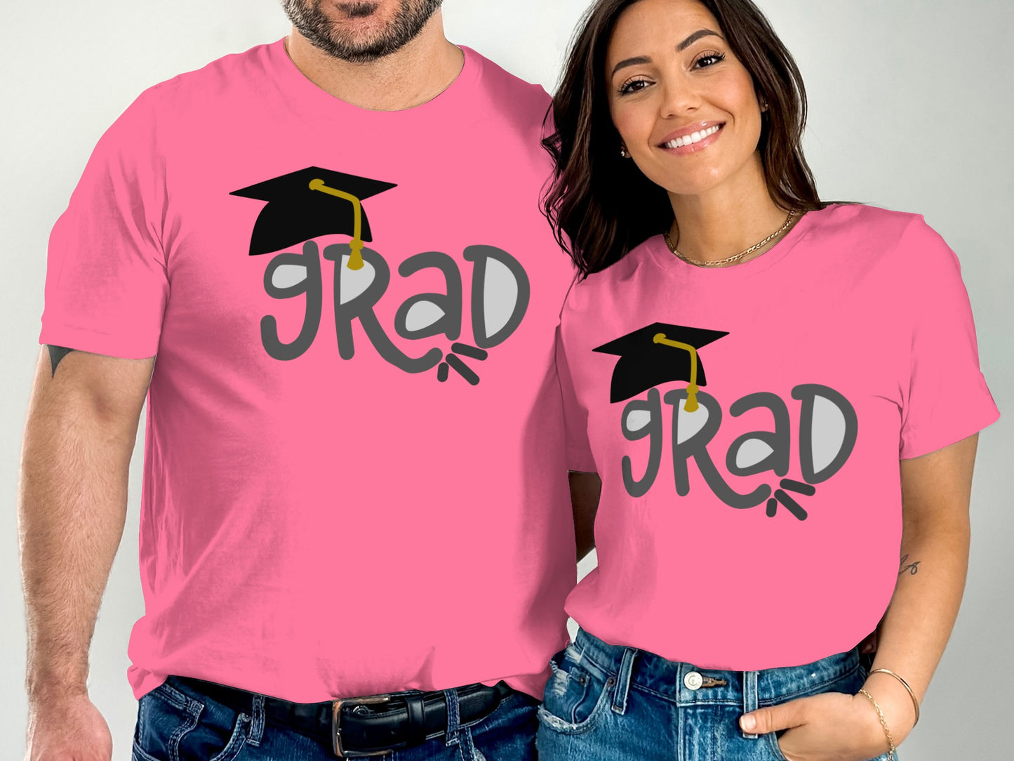 Pink Crewneck T-shirt with Grad Print Design product type