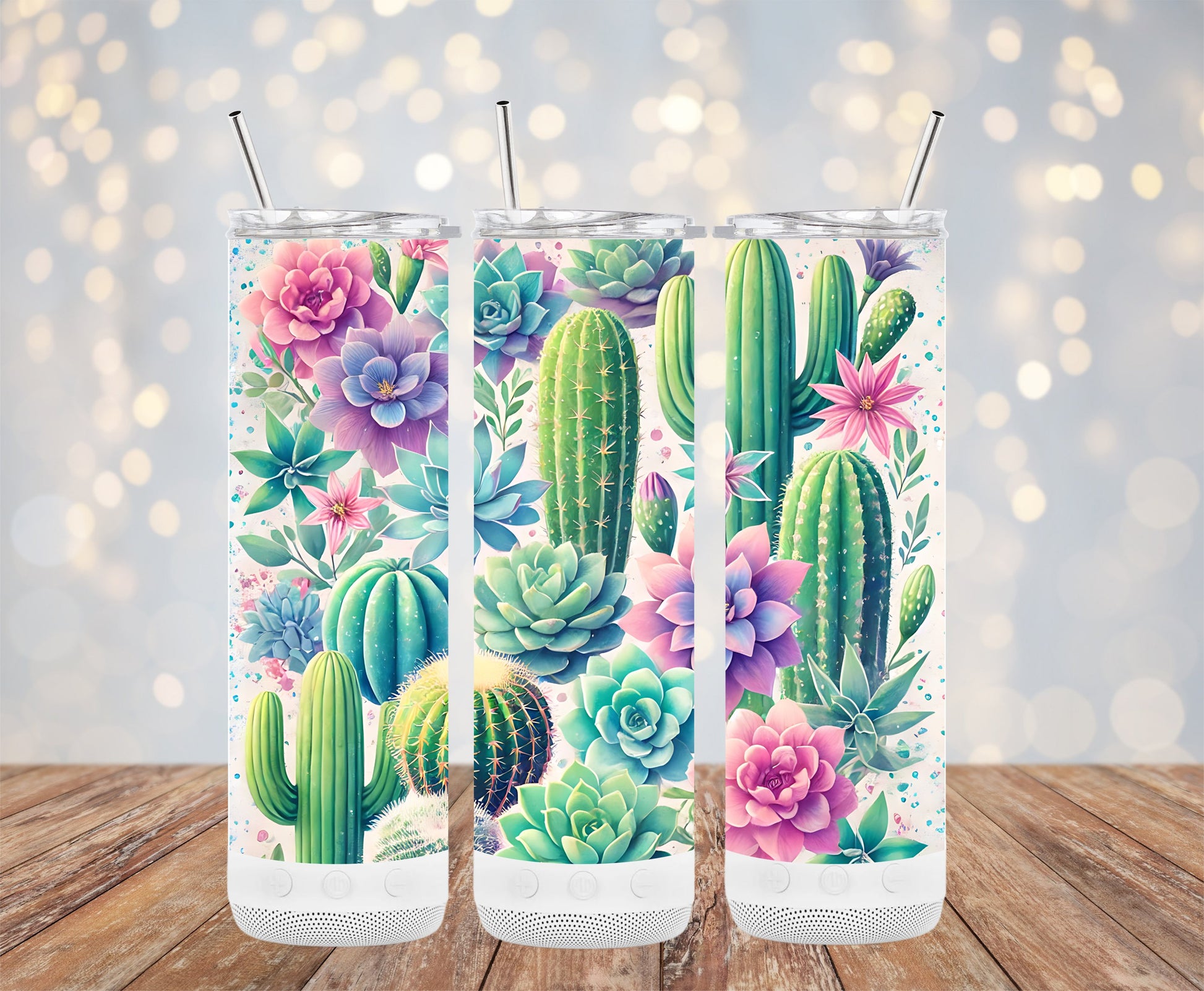 Colorful Succulent and Cactus Patterned Tumbler product