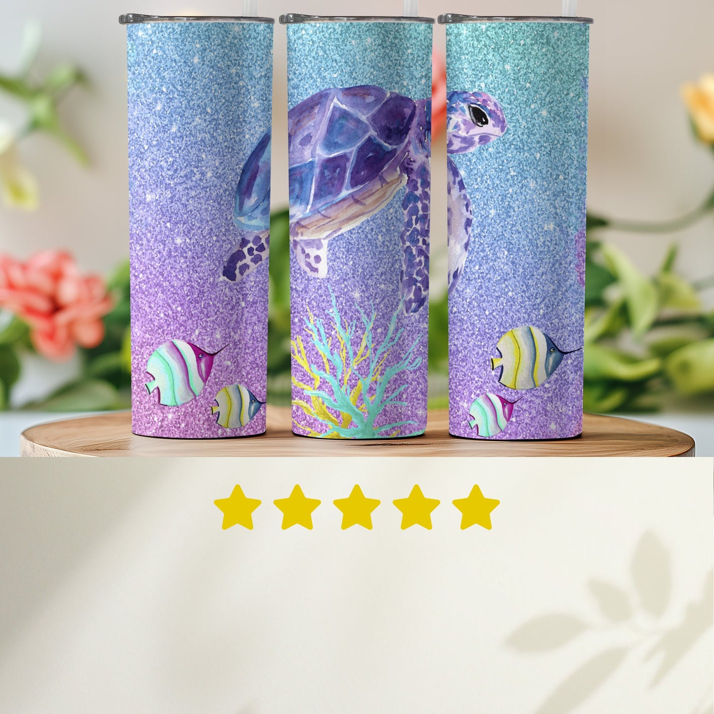 Sea Turtle and Fish Design Travel Mug product