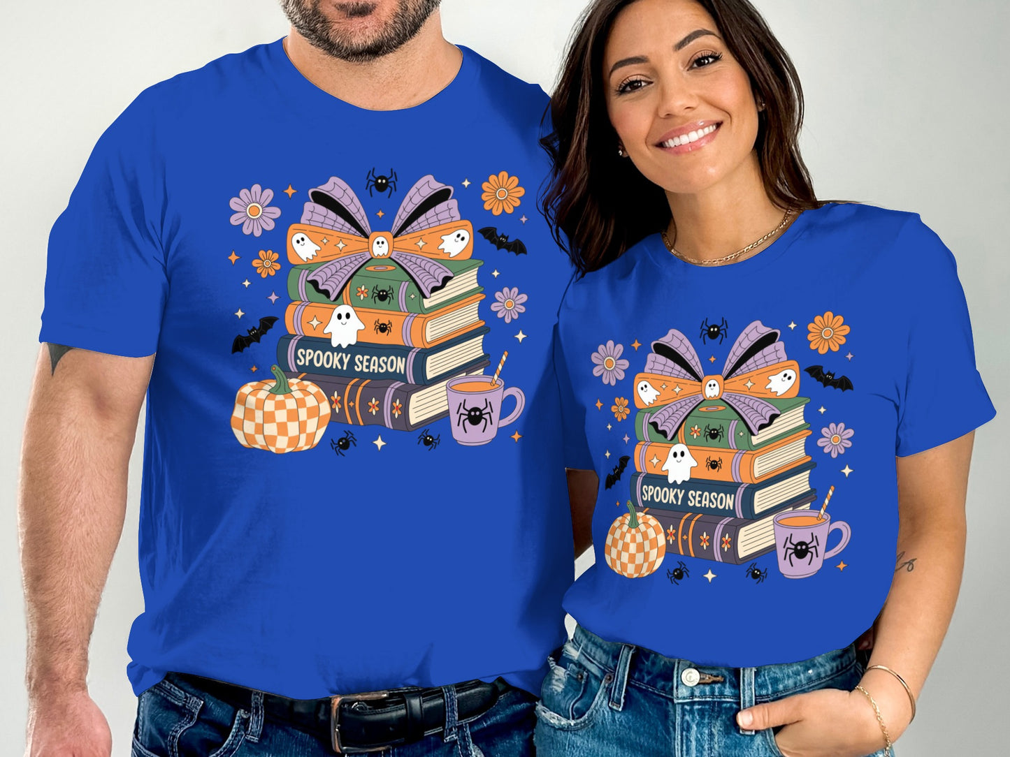 Spooky Season Books and Pumpkins Themed T-Shirt Product