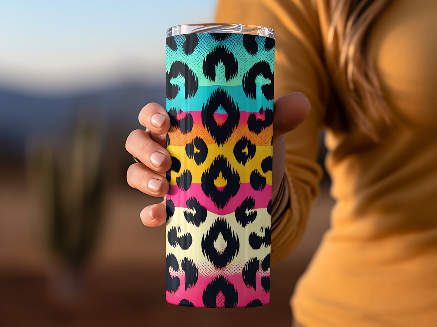 Colorful Leopard Print Tall Drinkware Product