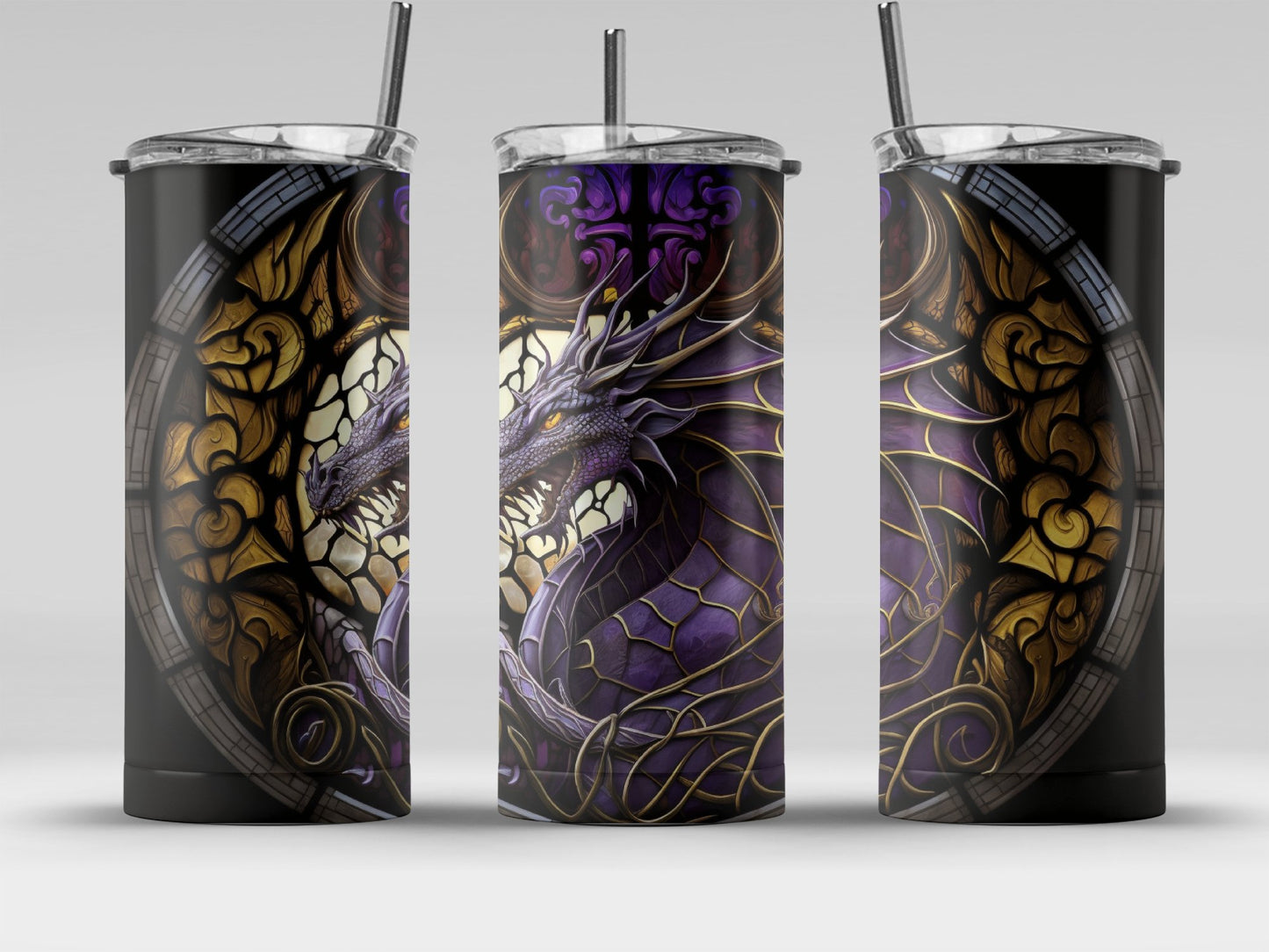 Dragon Stained Glass Art Decorated Stainless Steel Tumbler product