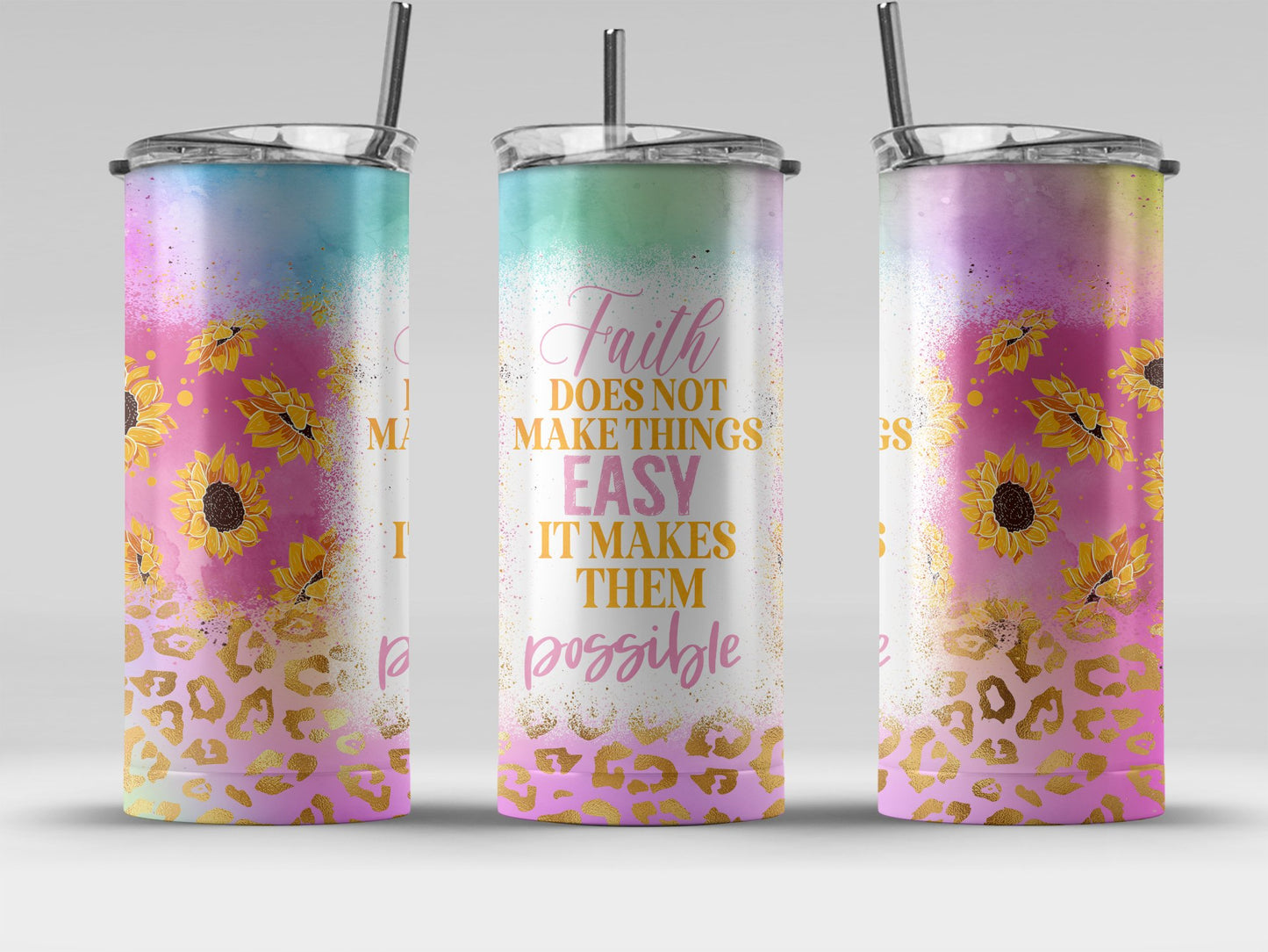 Faith Makes Things Possible Sunflower Tumbler product type