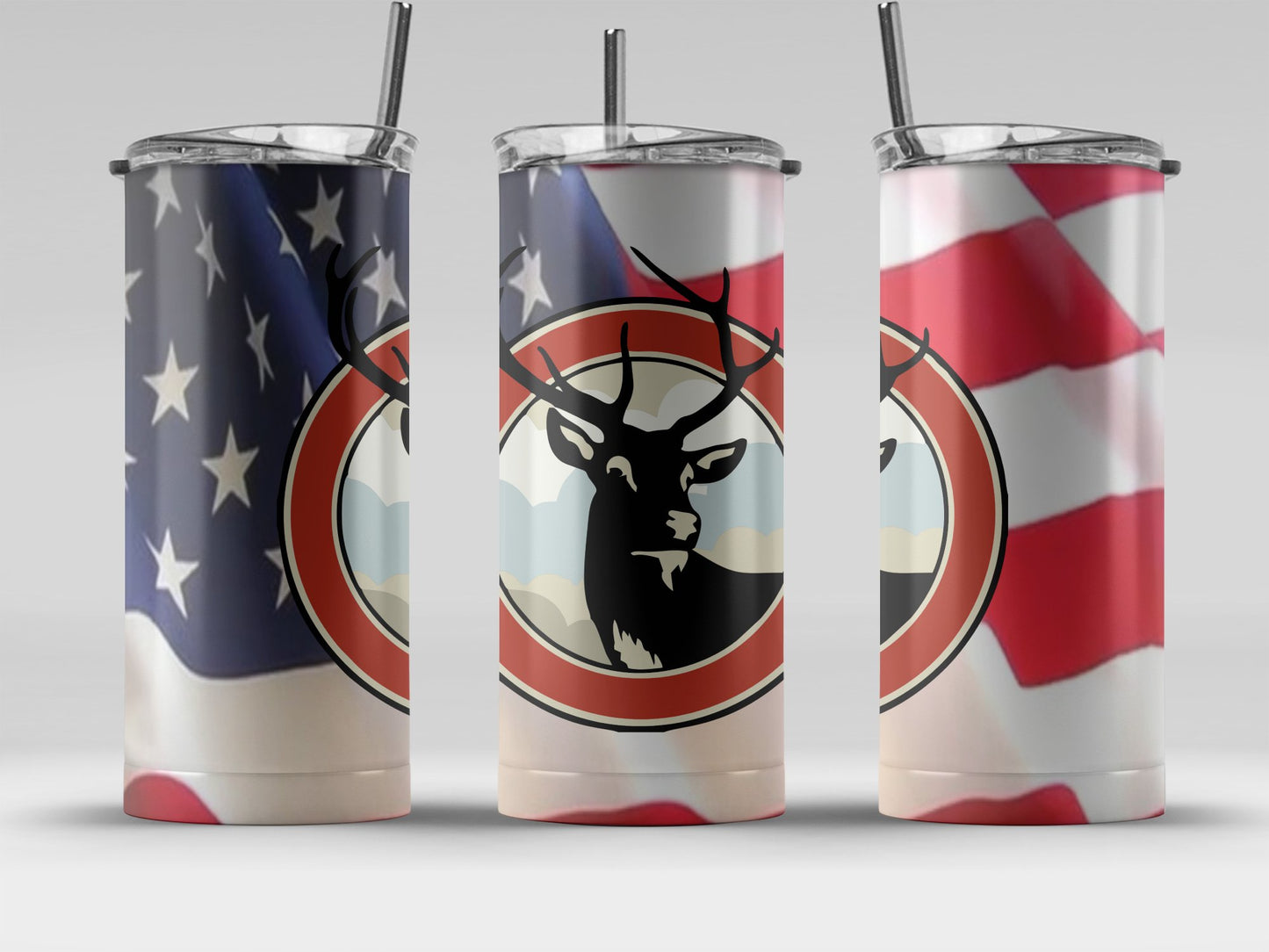 Patriotic Deer Themed Insulated Tumbler Product