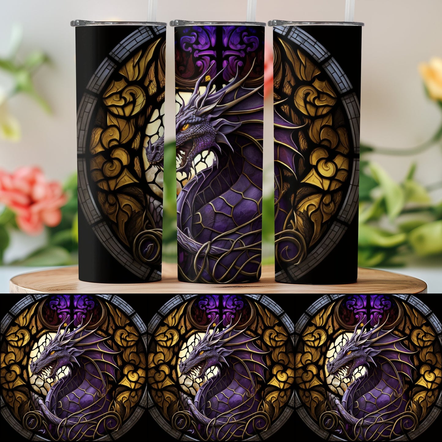 Stained Glass Dragon Artwork Tall Beverage Holder product