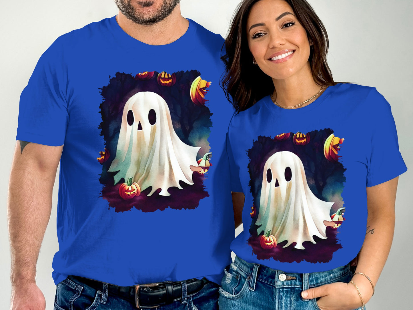 Halloween Ghost Design Couples T-Shirt product type