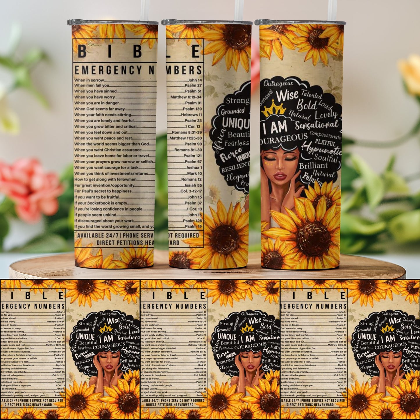 Inspirational Bible Emergency Numbers Tumbler product type
