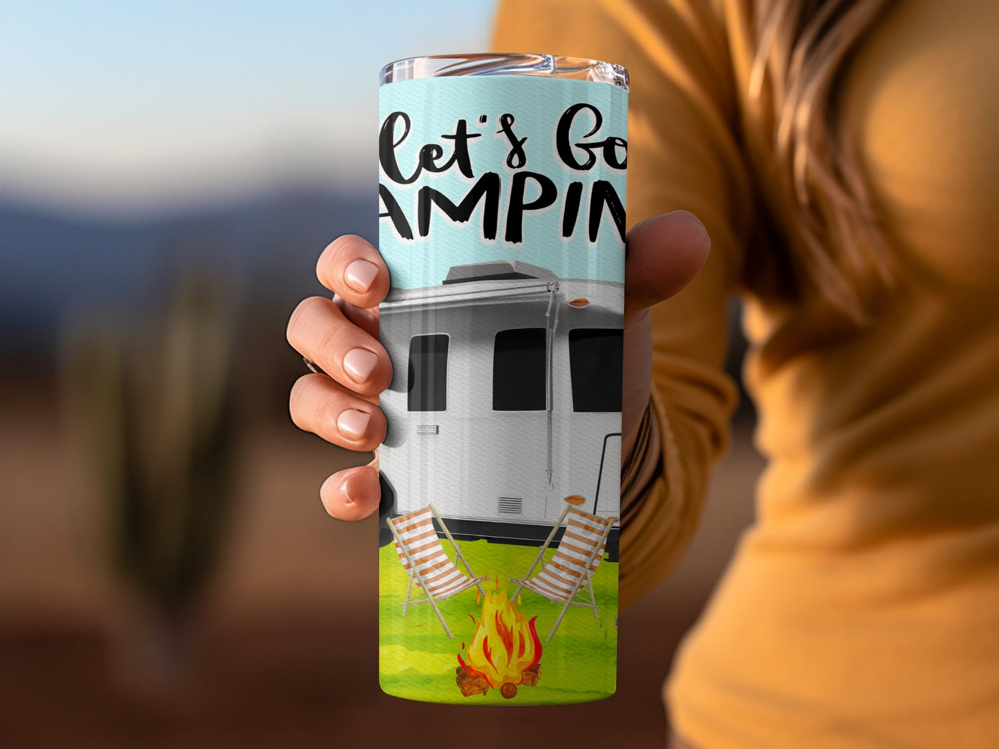 Let's Go Camping Themed Travel Tumbler product