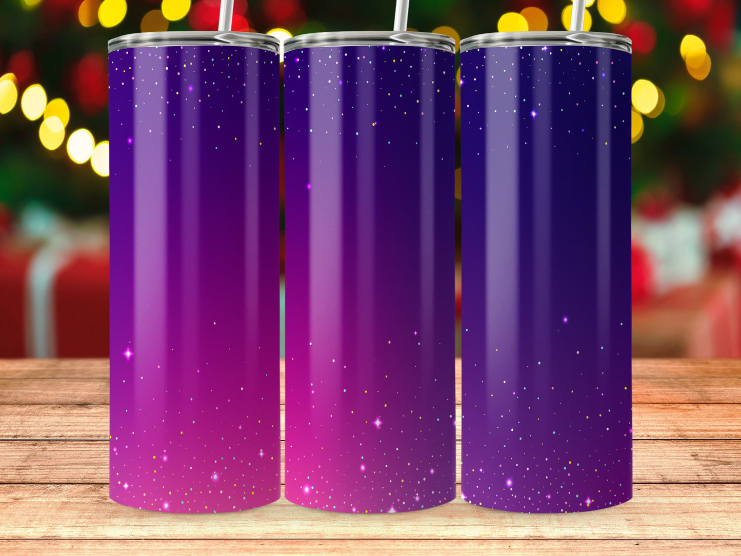 Sparkling Purple Gradient Tumbler perfect for festive product type