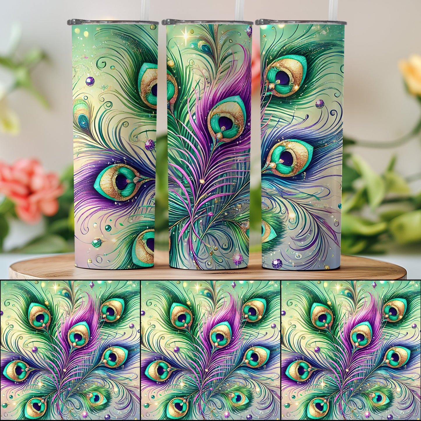 Elegant Peacock Feather Design Tumbler product type