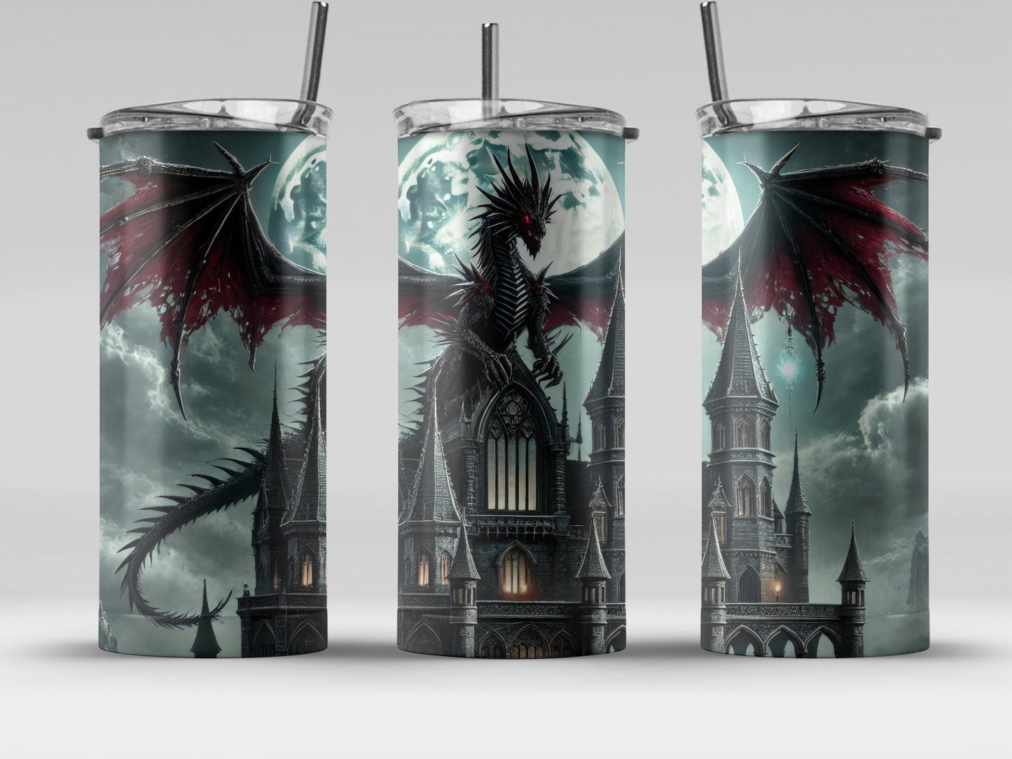 Gothic Castle with Dragon Design Tumbler product