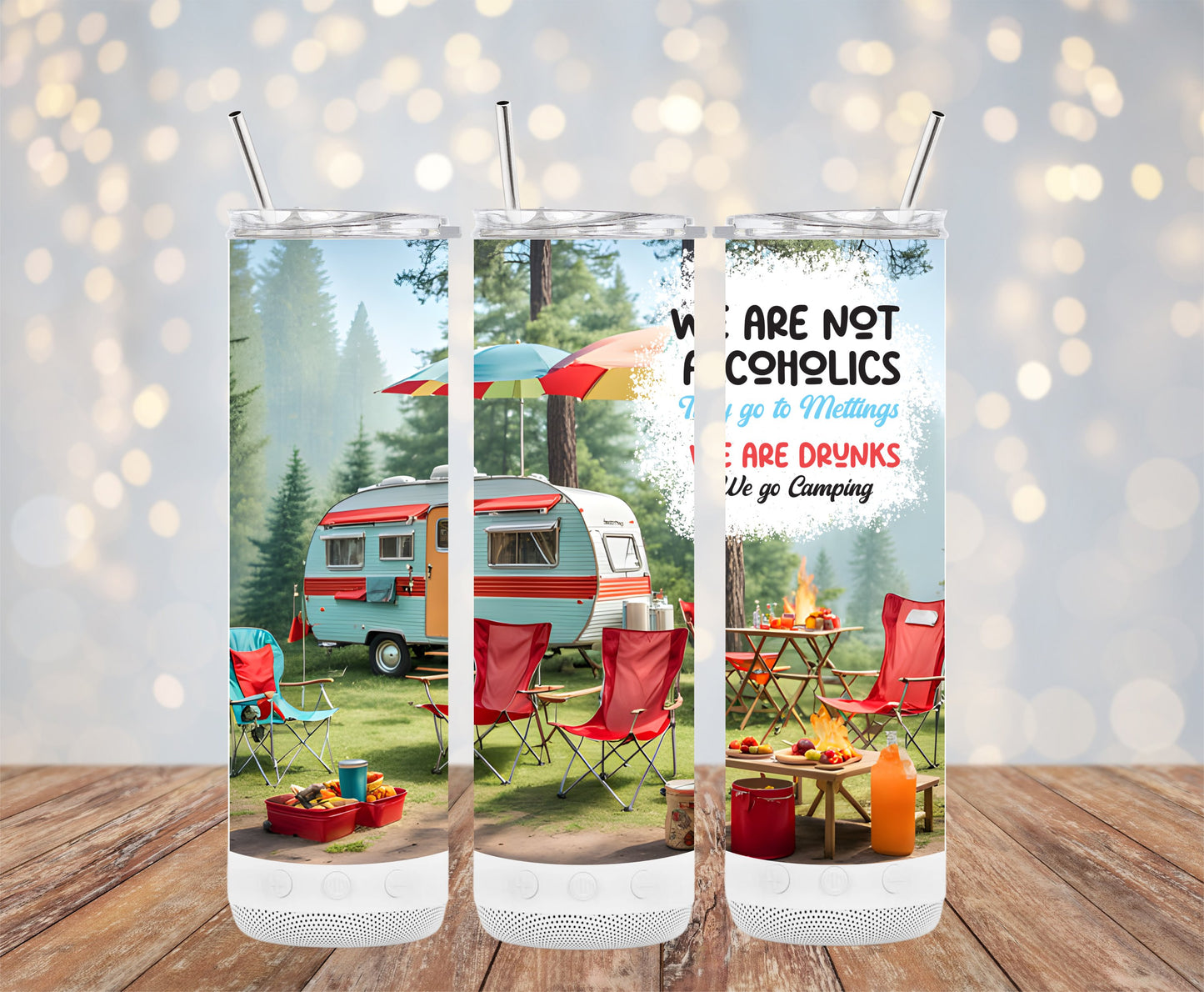 Camping Theme Double-Walled Tumbler with Straw product