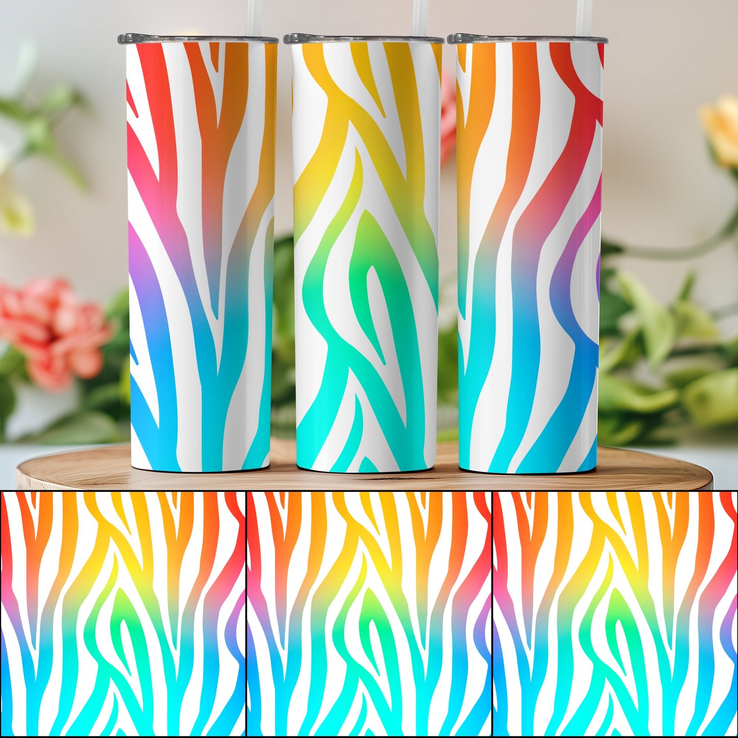 Vibrant Colorful Rainbow Stripes Design Tumbler product type