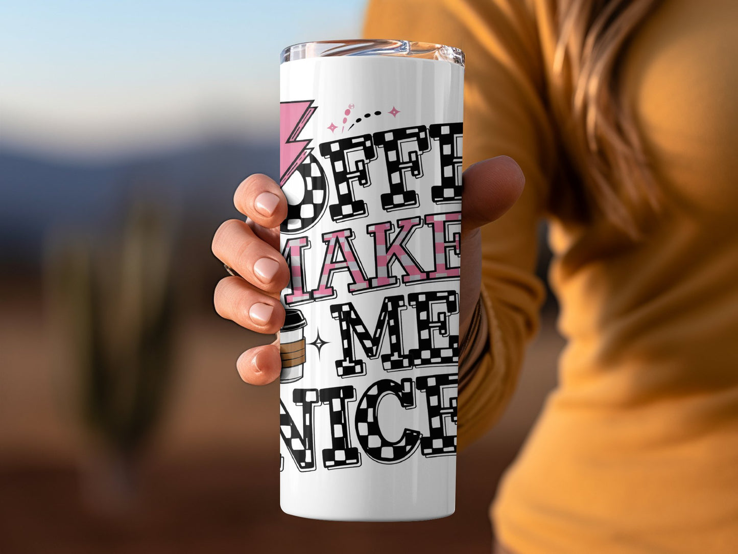 Coffee Makes Me Nice Travel Mug product type