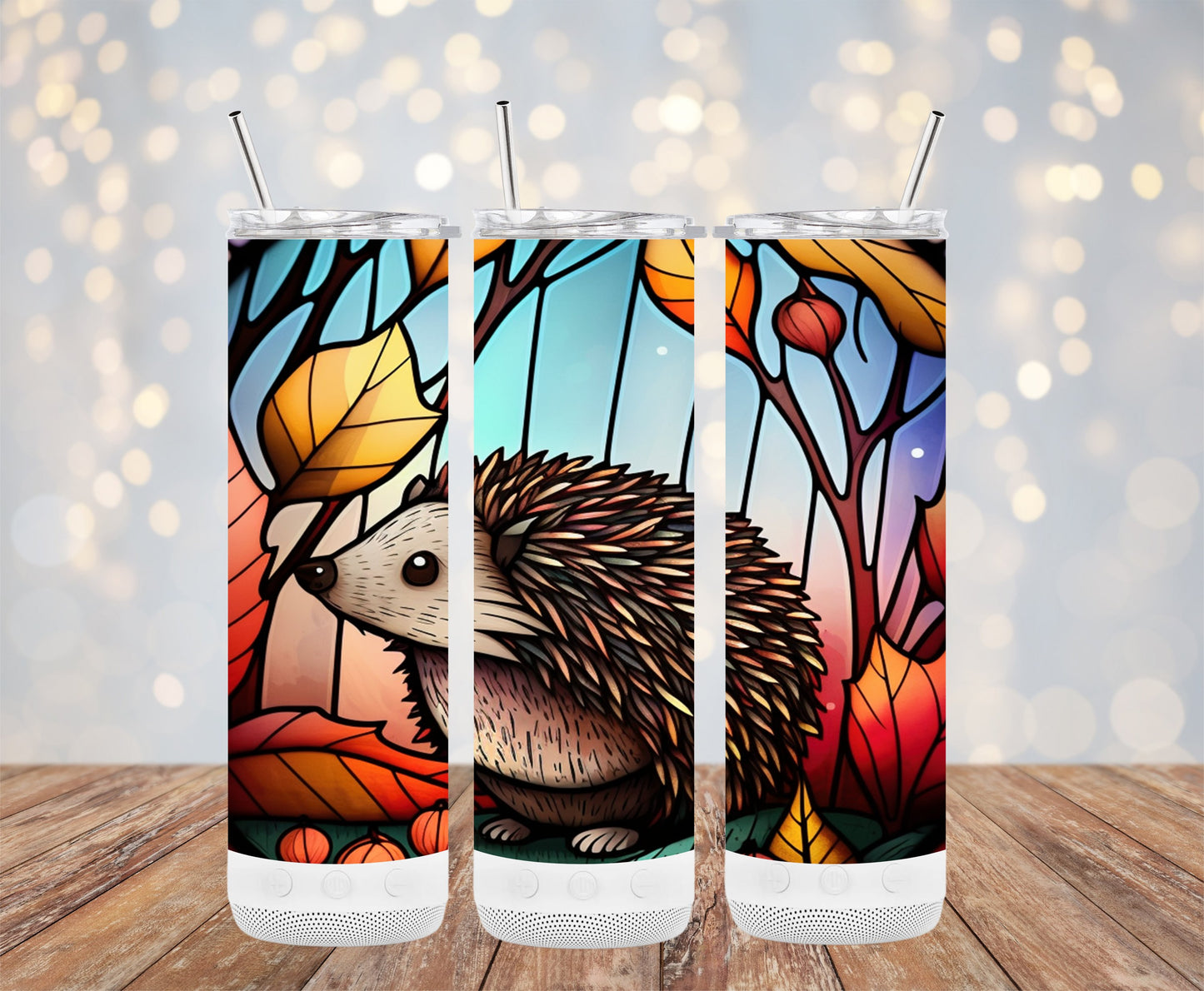 Hedgehog and Autumn Leaves Printed Drink Tumbler product