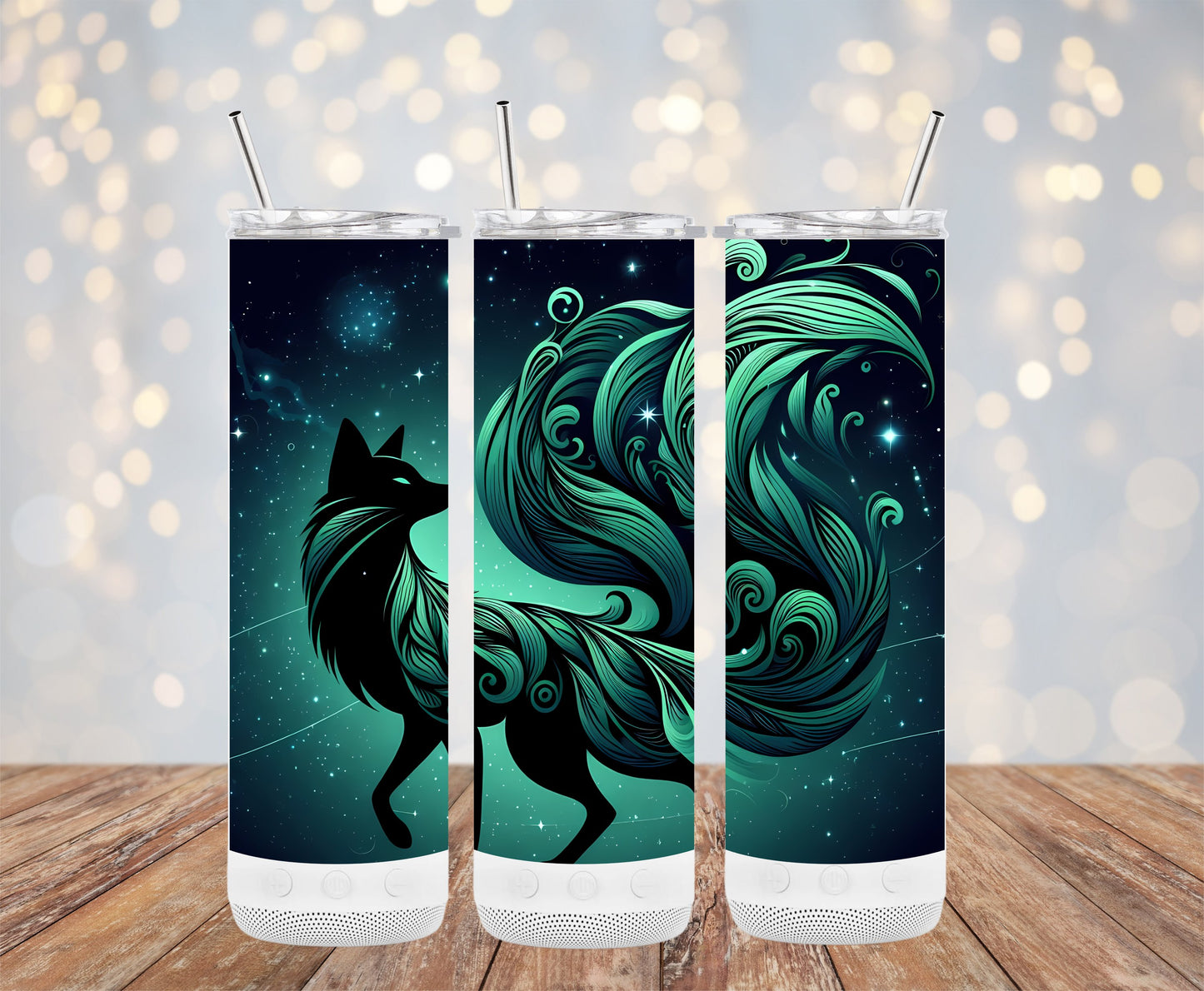 Elegant Galaxy Fox Design on Gradient Tumbler product