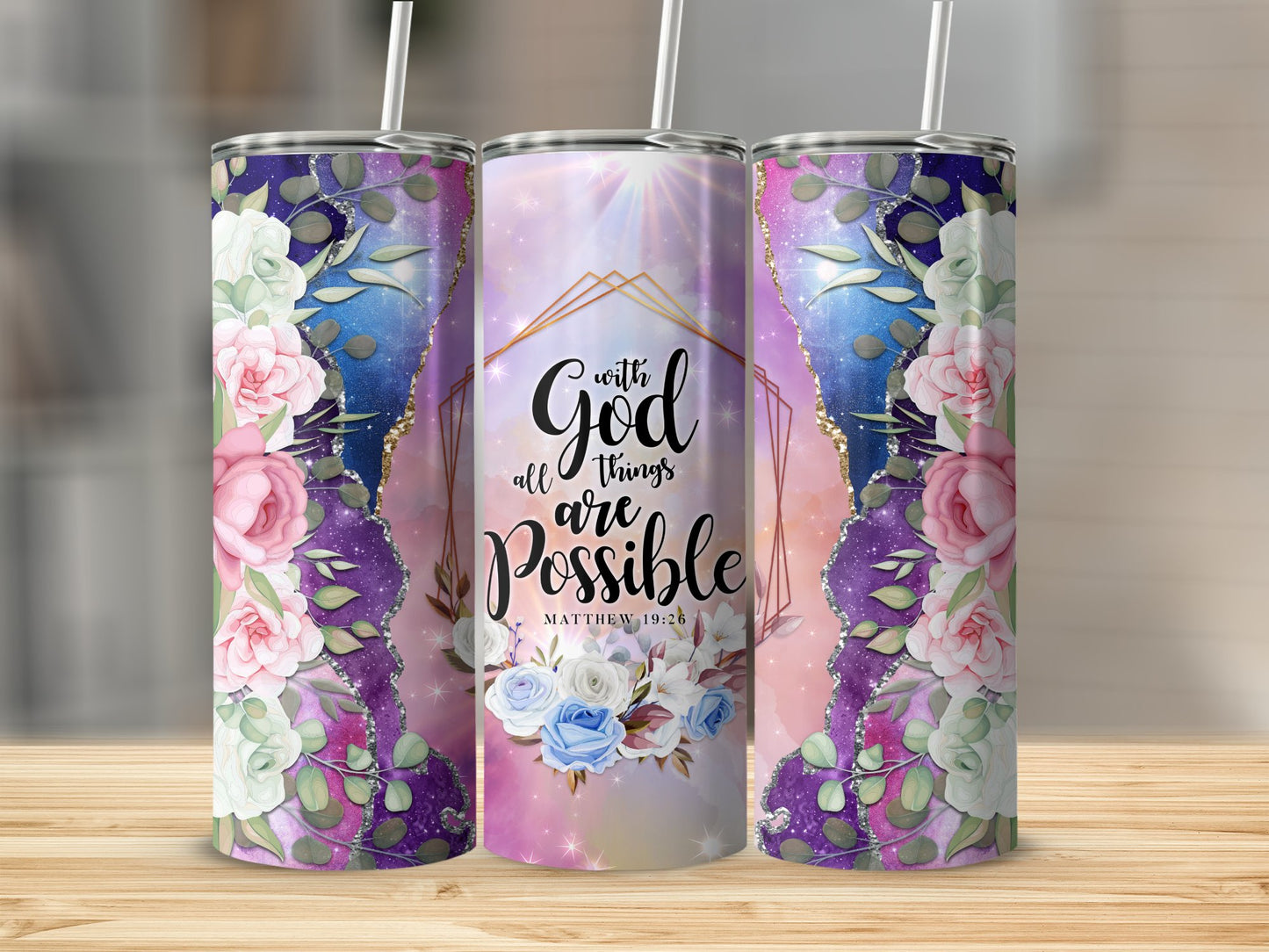 Beautiful Floral with Inspirational Quote Tumbler product