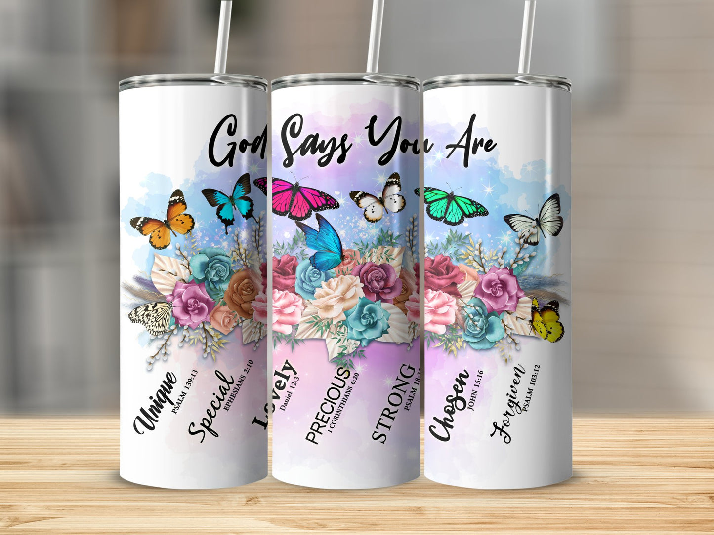 God Says You Are Butterfly Floral Tumbler product type