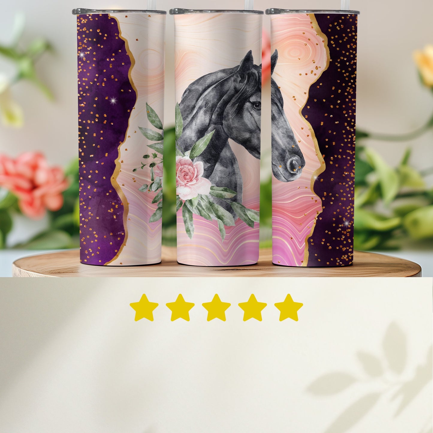 Stunning Horse Design Purple Gold Tumbler product