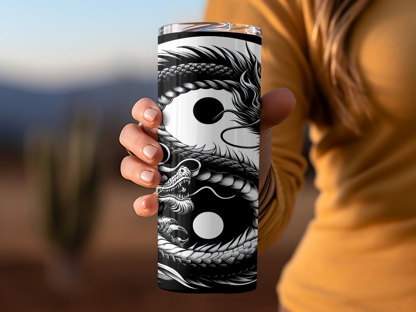 Yin Yang Dragon Design Insulated Tumbler Product