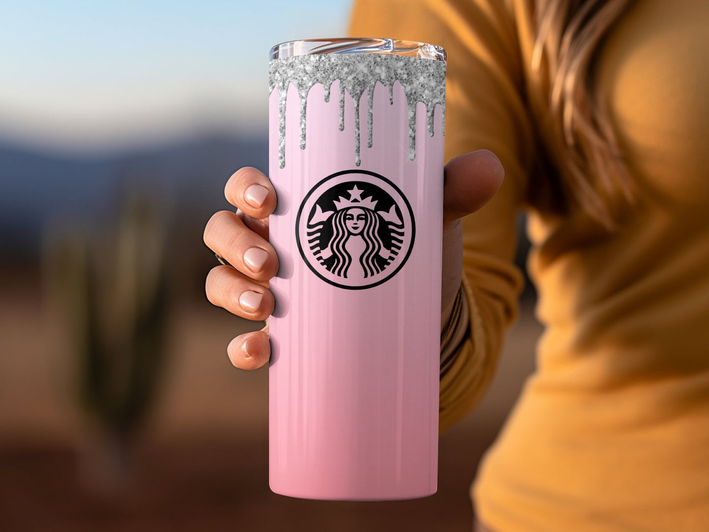 Pink Glitter Dripping Starbucks Coffee Tumbler product