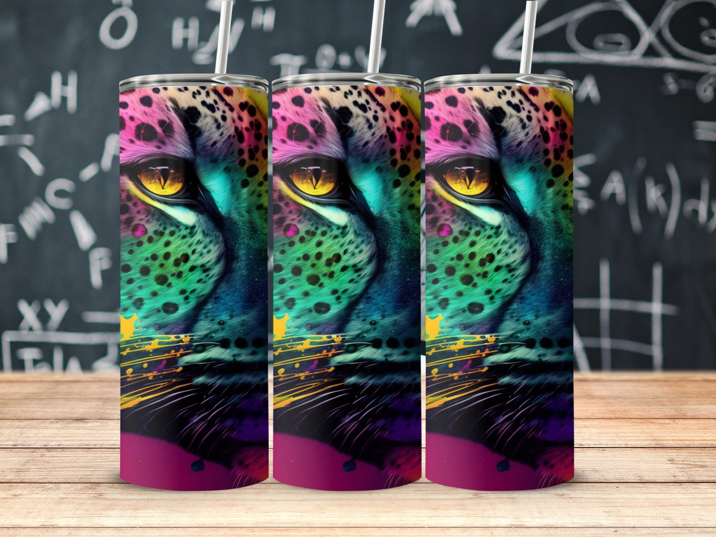 Vivid Multicolored Leopard Artistic Design Tumbler product