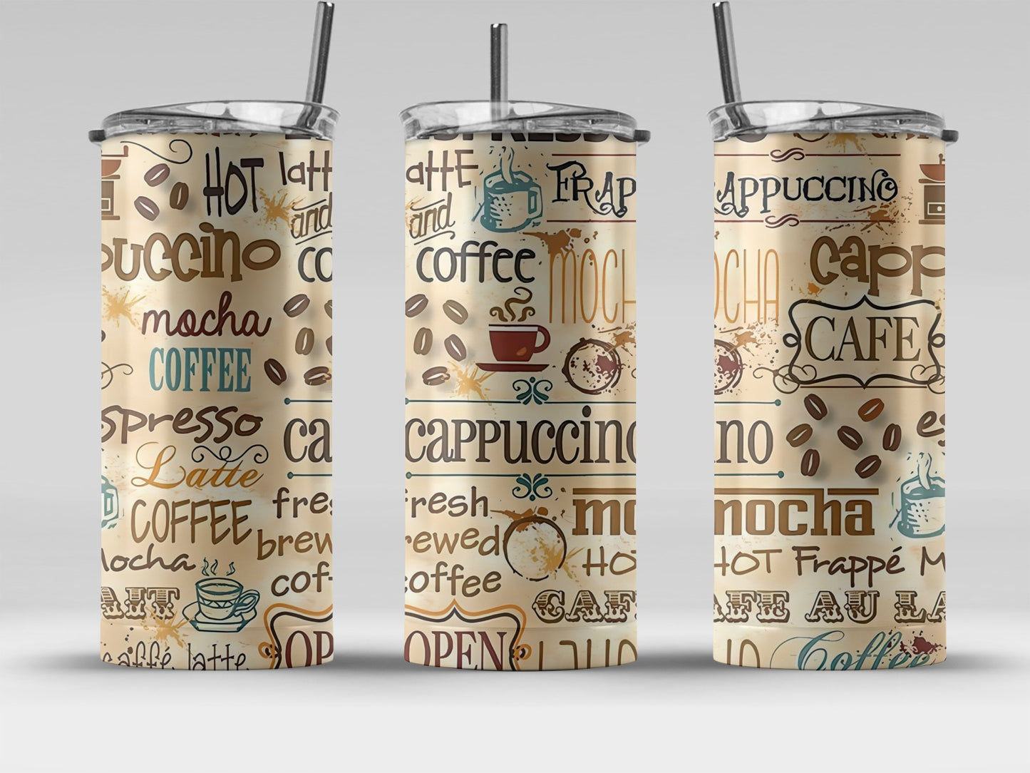 Coffee Themed Stainless Steel Tumbler product type