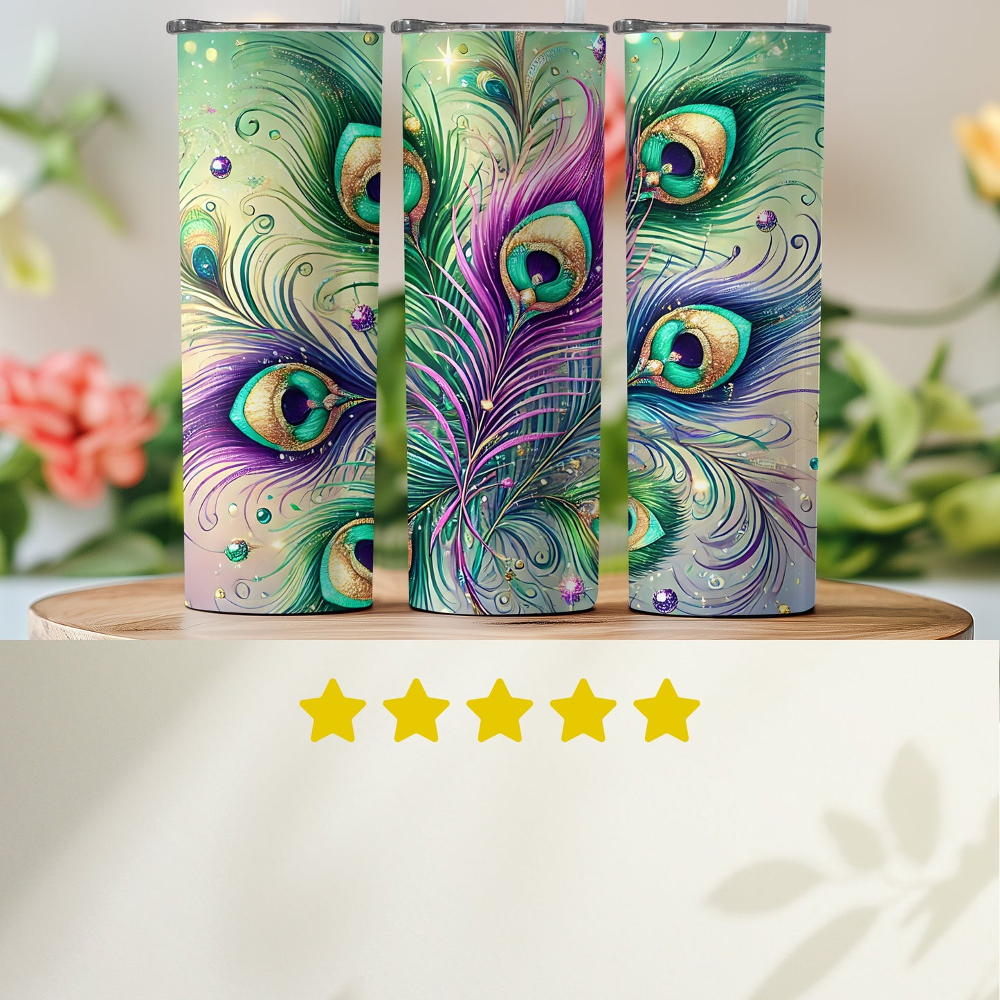 Colorful Peacock Feather Design Tumbler product