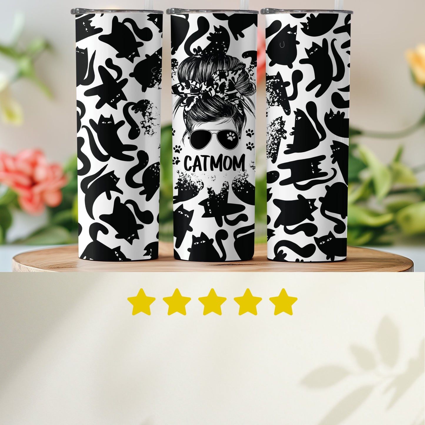 Catmom With Stylish Cats Pattern Tumbler product