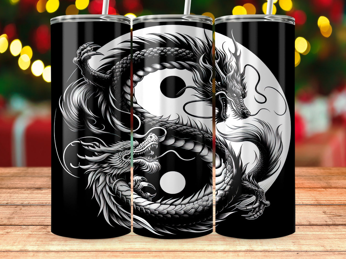 Yin Yang Dragon Design Stainless Tumbler product