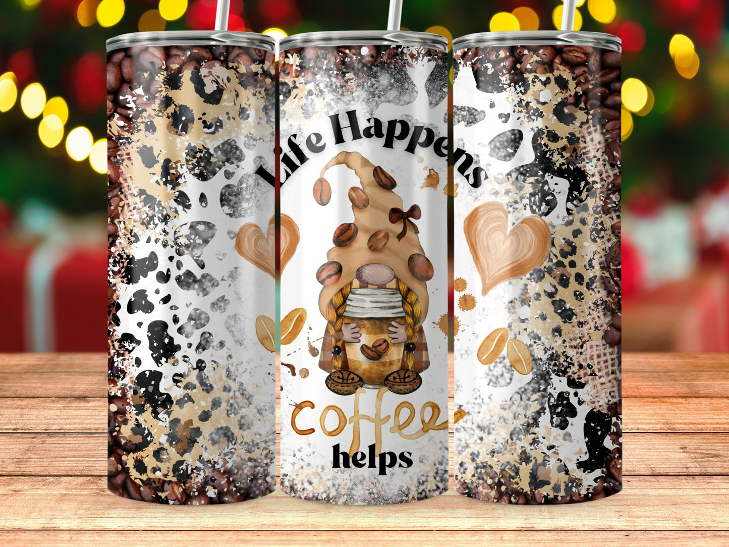 Life Happens Coffee Helps Inspirational Tumbler product type