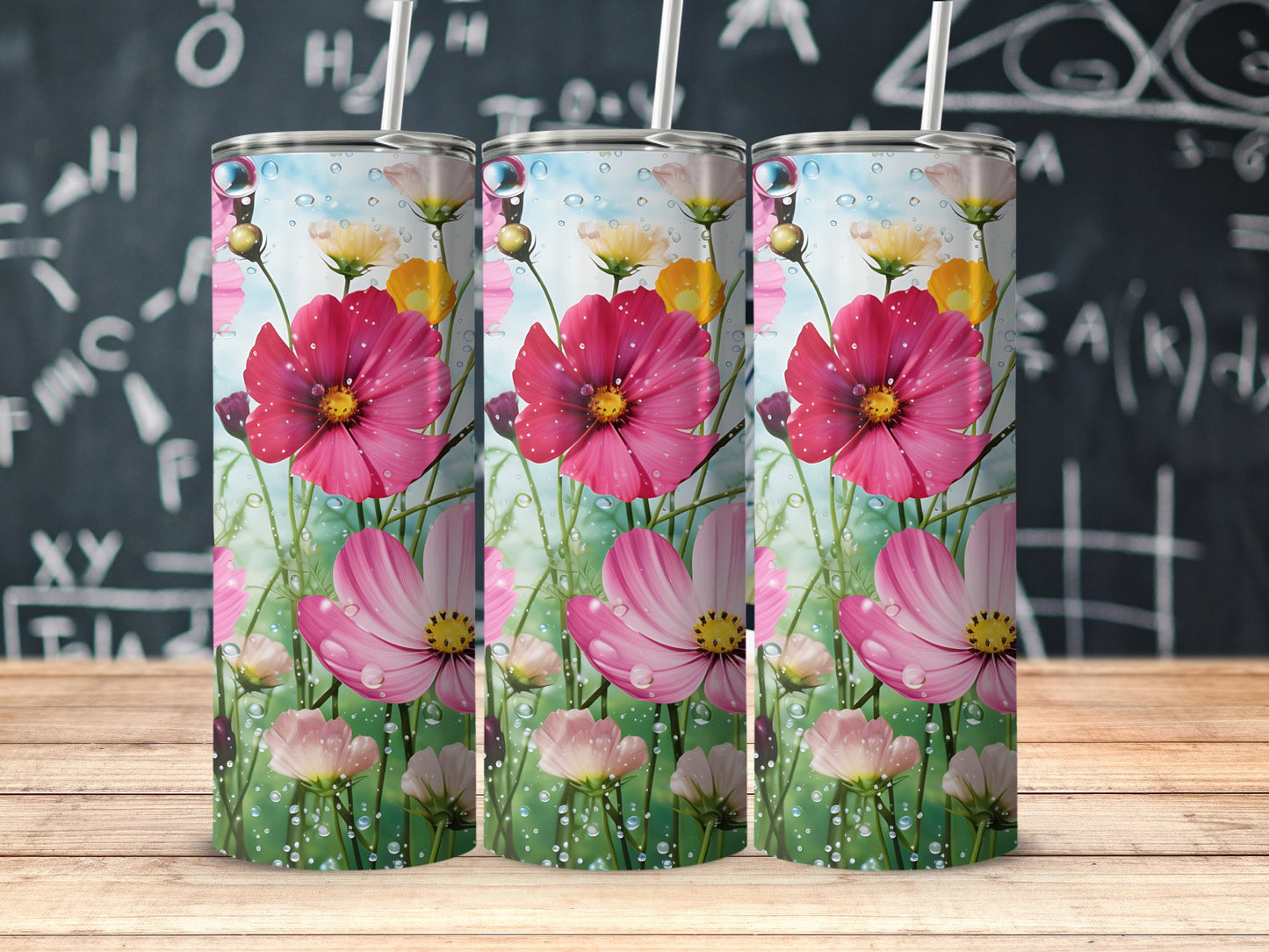 Colorful Floral Tumblers with Pink and Yellow Flowers product type