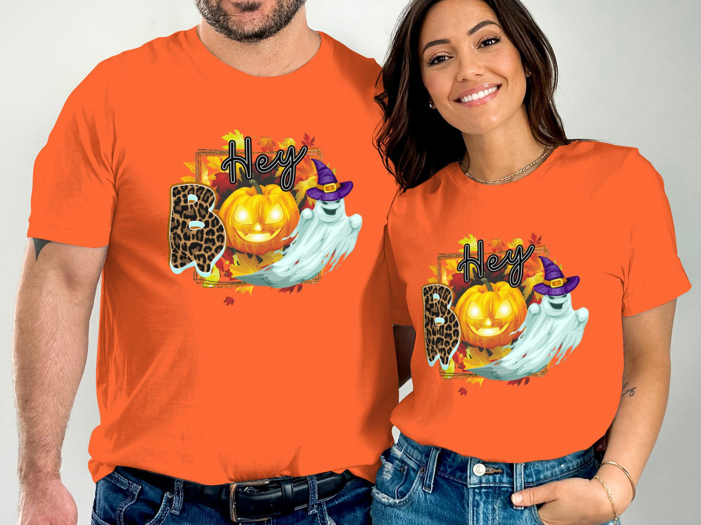 Hey Boo Halloween Themed Graphic Tee Shirt product