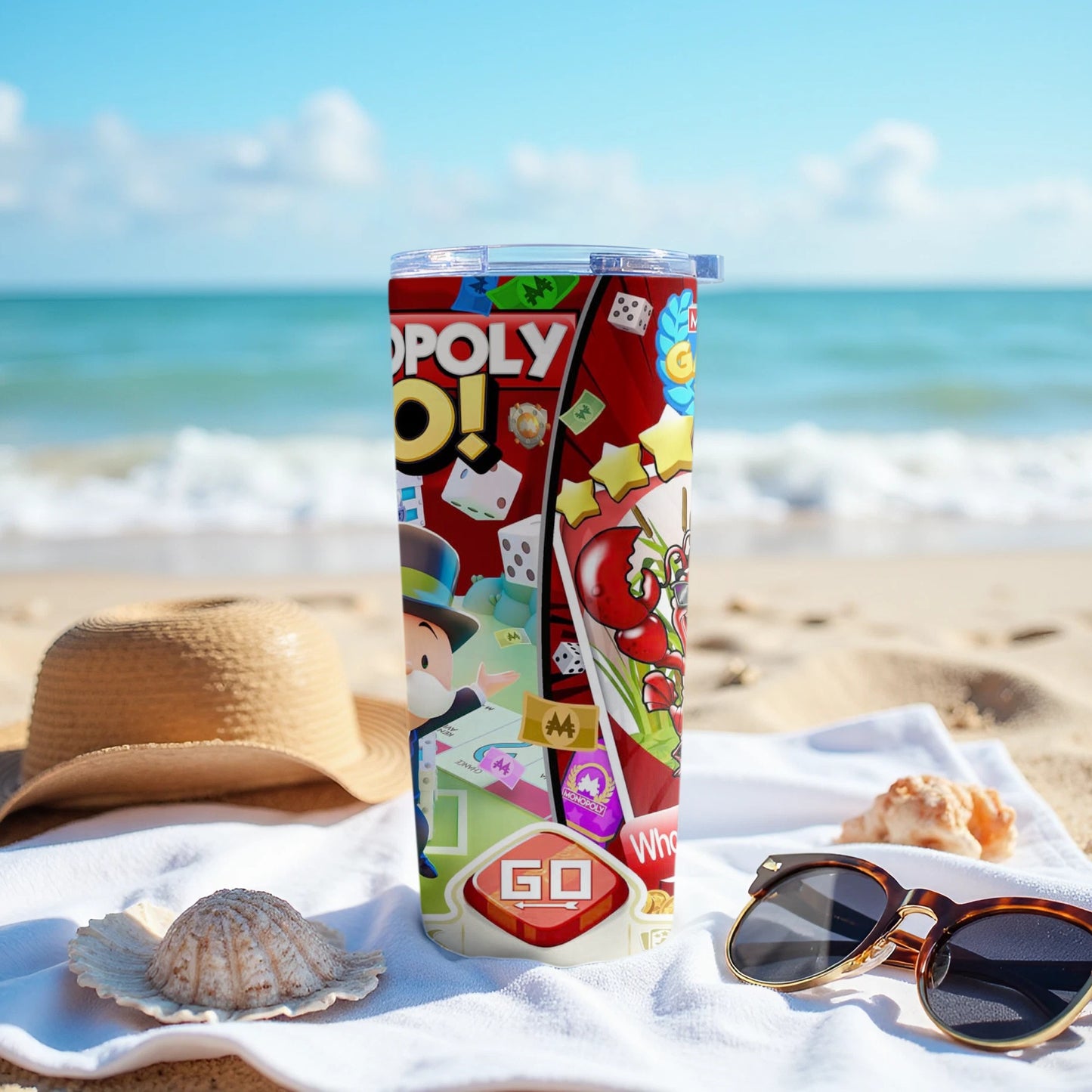 Monopoly Game Theme Colorful Tumbler Travel Drinkware Product